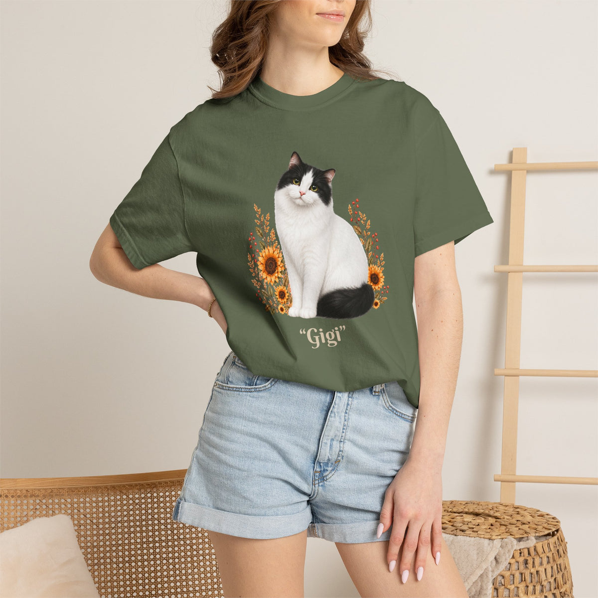 Personalized Turkish Van Cat Sunflower Comfort Colors® T-Shirt