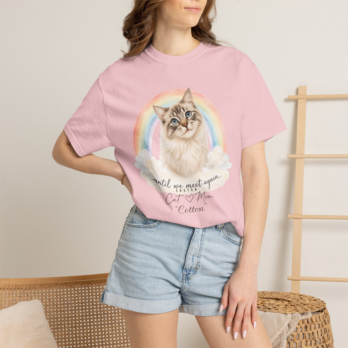 Personalized Rainbow Memorial Foster Cat Mom Comfort Colors® T-Shirt