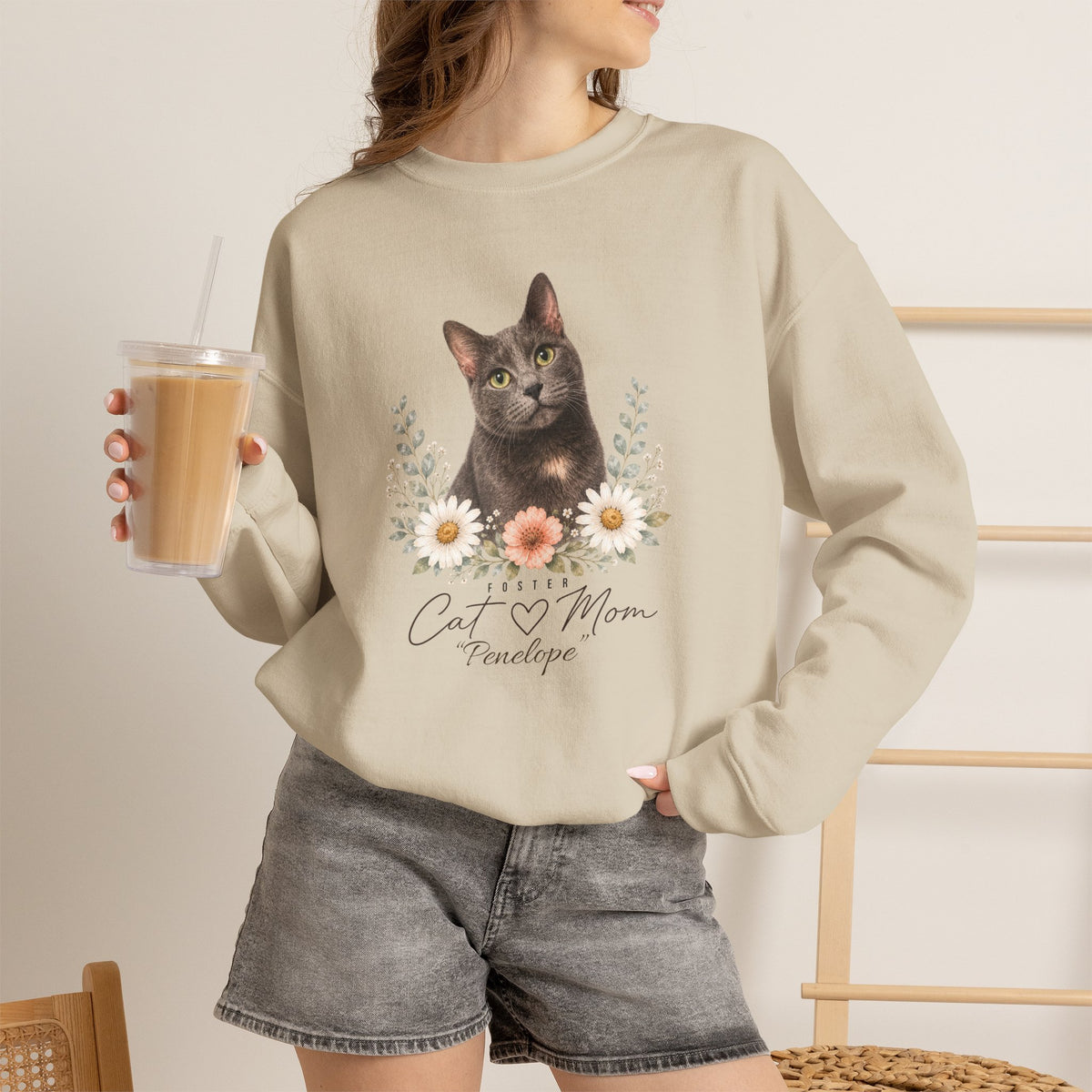 Personalized Foster Cat Mom Gildan® Sweatshirt