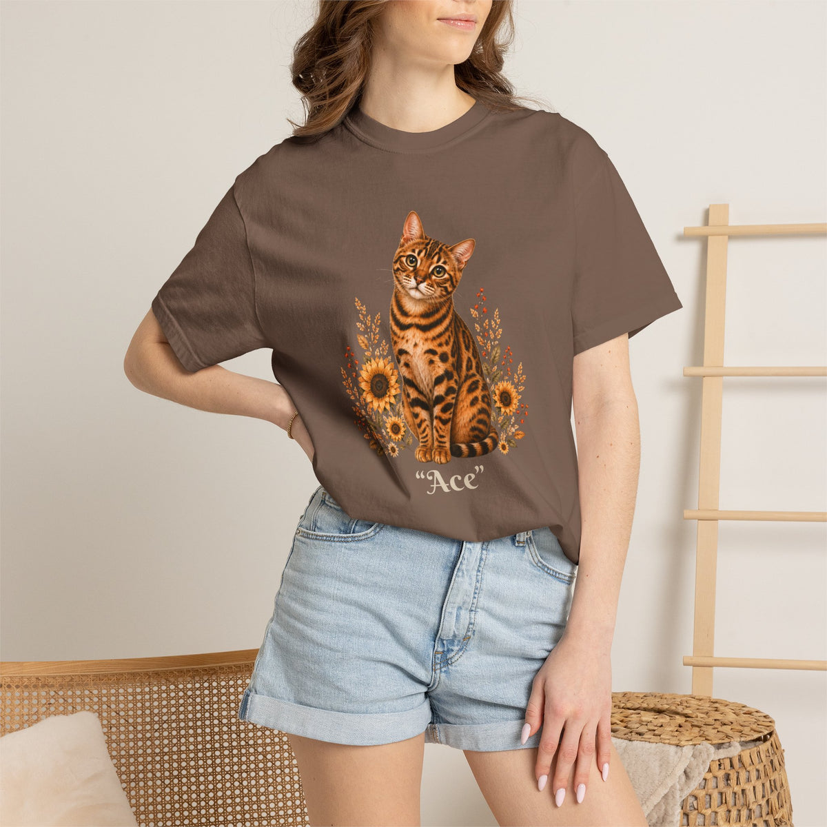 Personalized Bengal Cat Sunflower Comfort Colors® T-Shirt