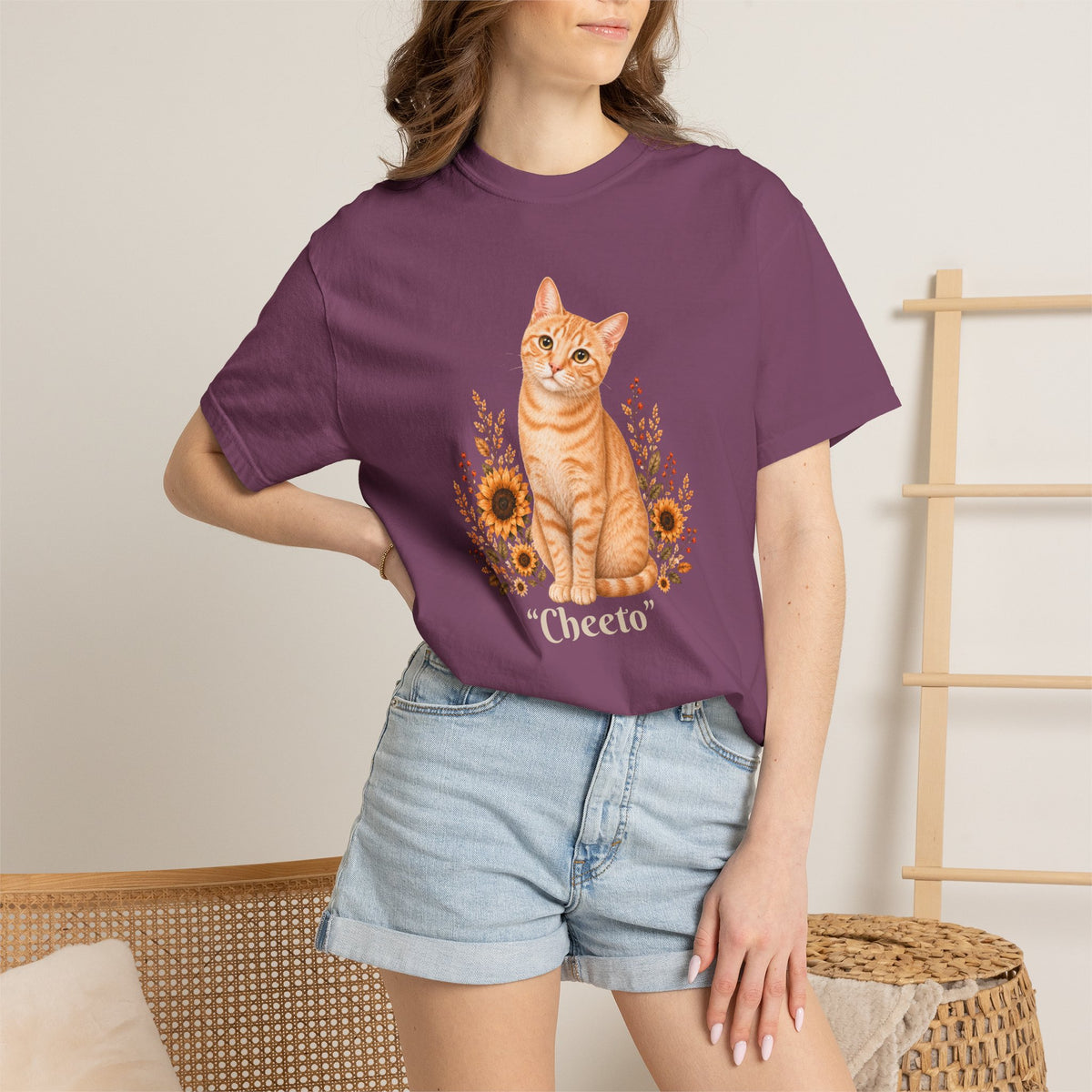 Personalized Orange Cat Sunflower Comfort Colors® T-Shirt