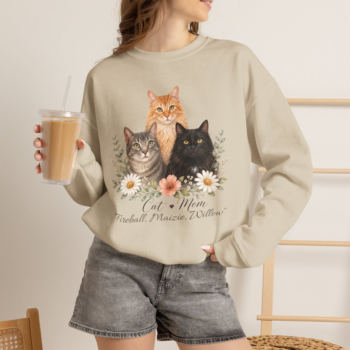 Personalized Multi-Cat Mom Gildan® Sweatshirt