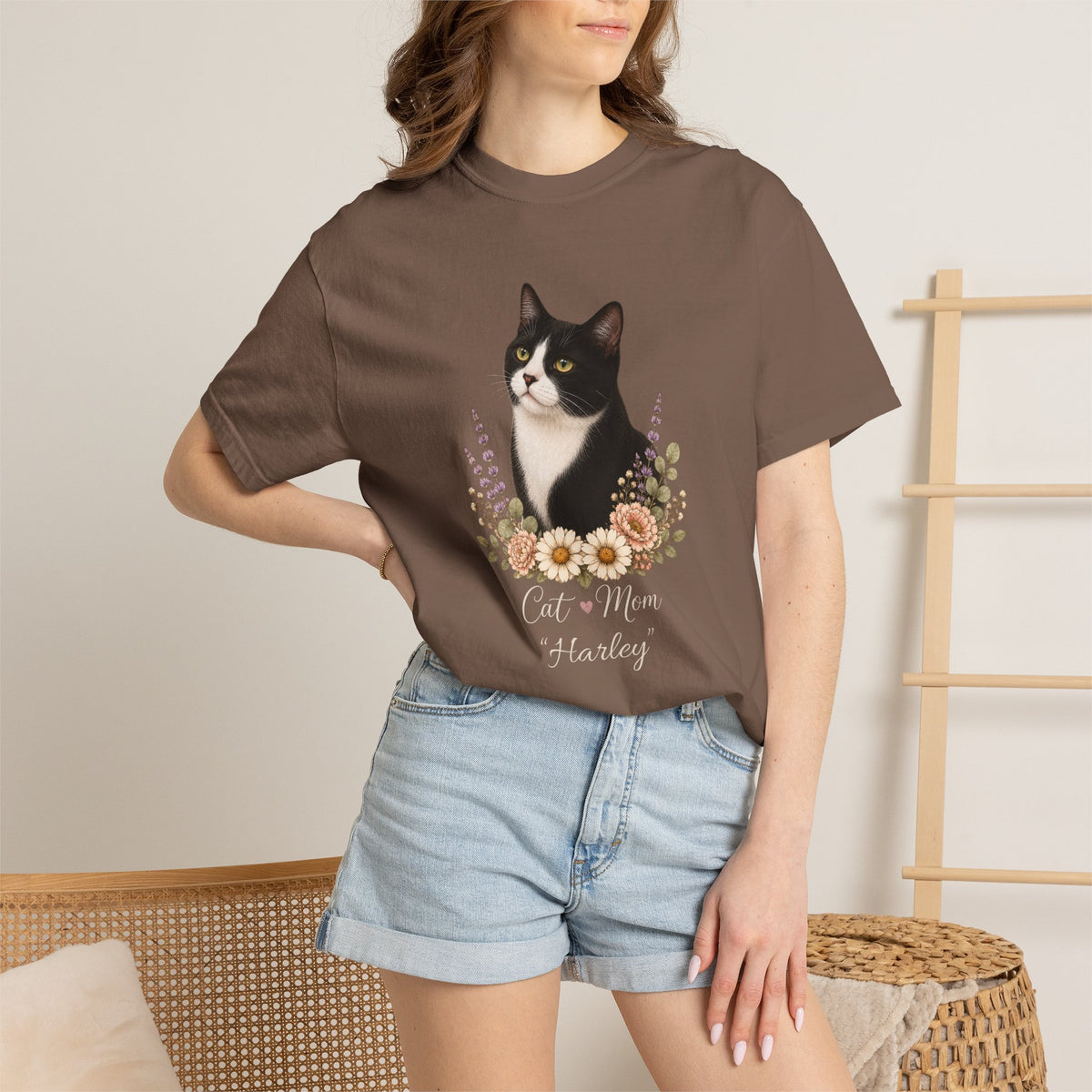 Personalized Tuxedo Cat Mom Comfort Colors® T-Shirt