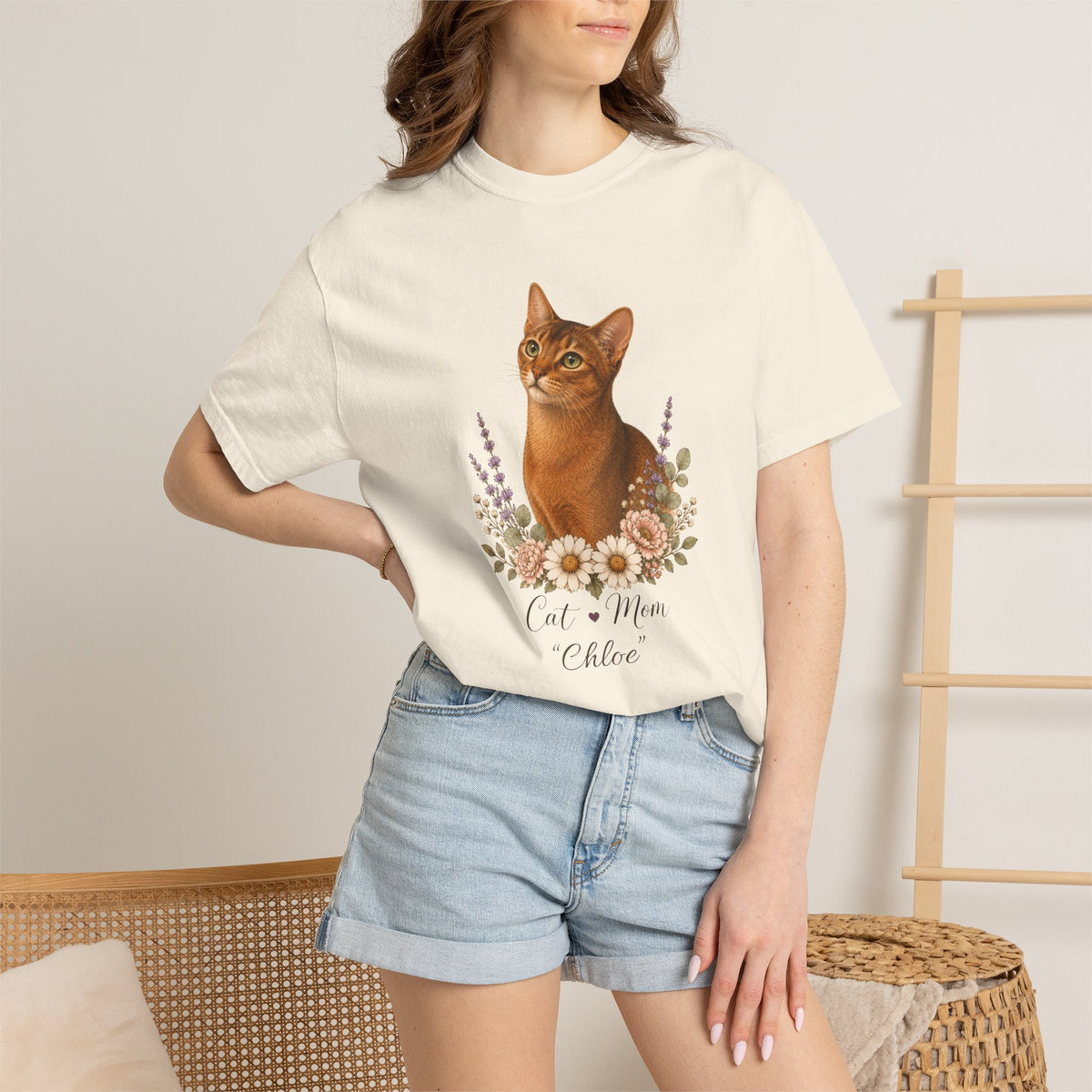 Personalized Ruddy Abyssinian Cat Mom Comfort Colors® T-Shirt