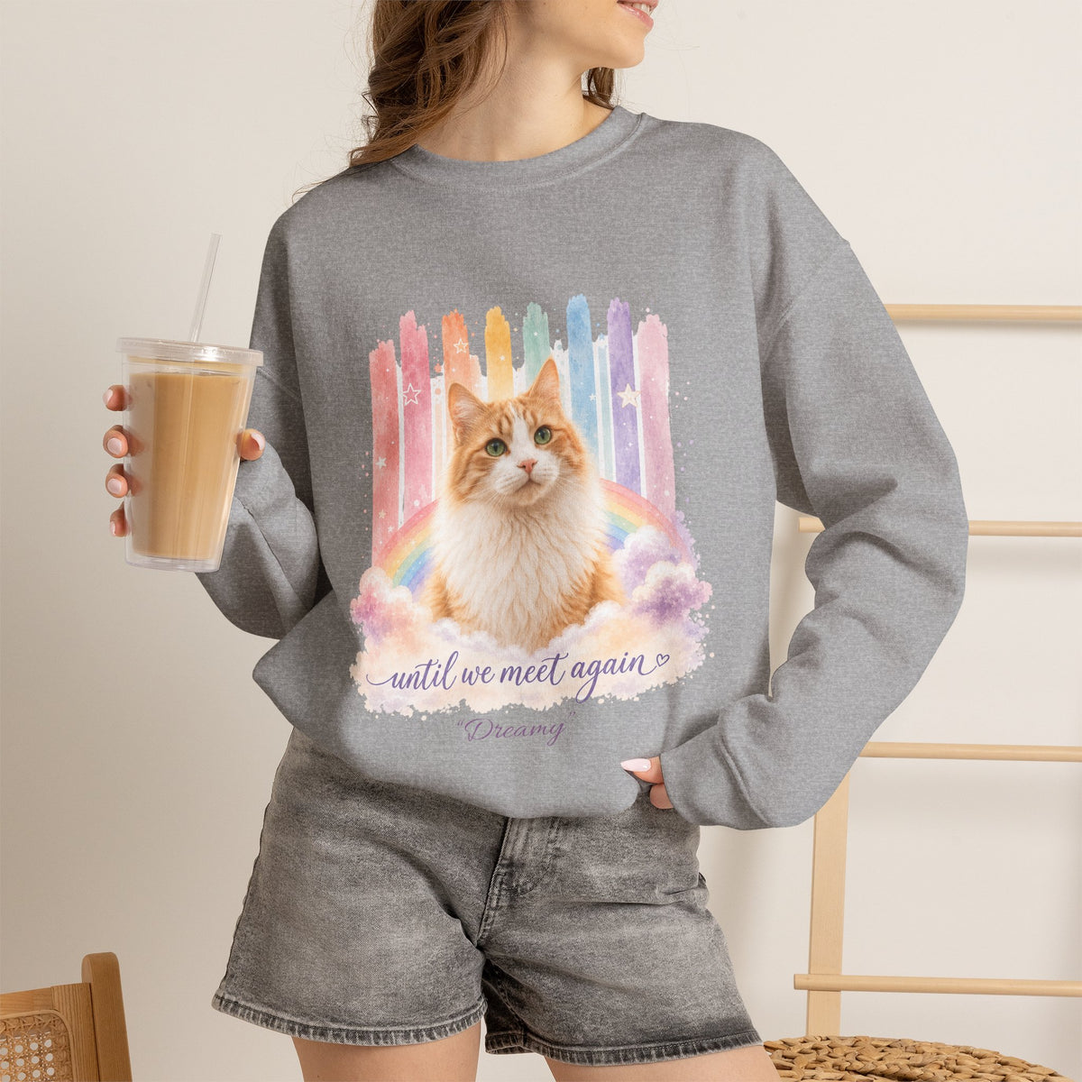 Personalized Rainbow Memorial Cat Gildan® Sweatshirt