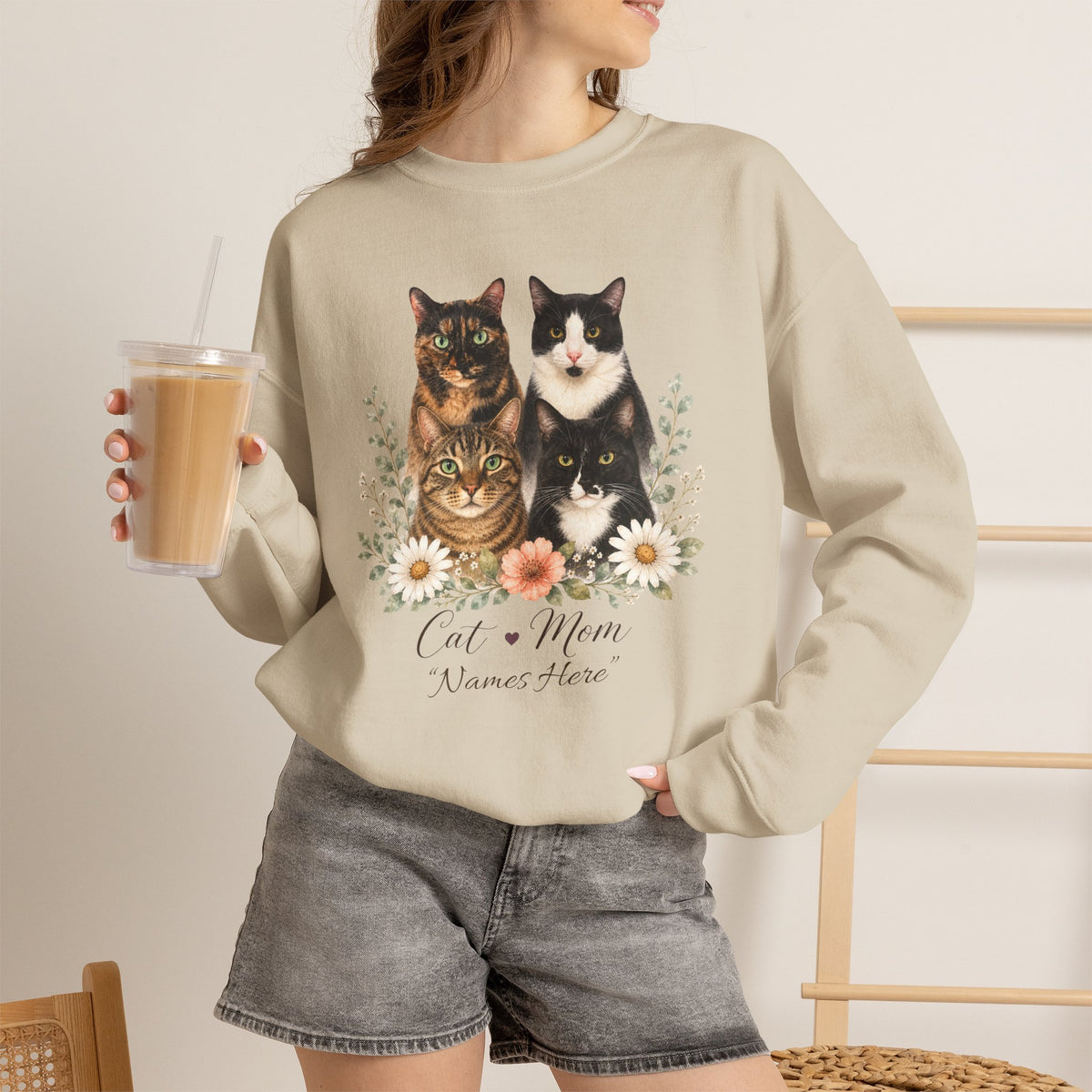 Personalized Multi-Cat Mom Gildan® Sweatshirt