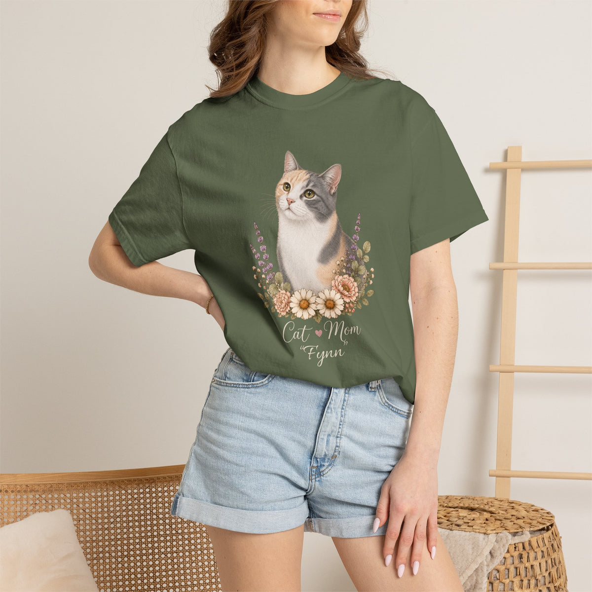 Personalized Dilute Calico Cat Mom Comfort Colors® T-Shirt