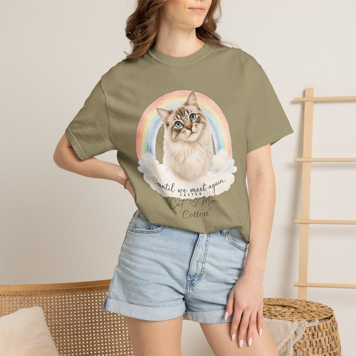 Personalized Rainbow Memorial Foster Cat Mom Comfort Colors® T-Shirt