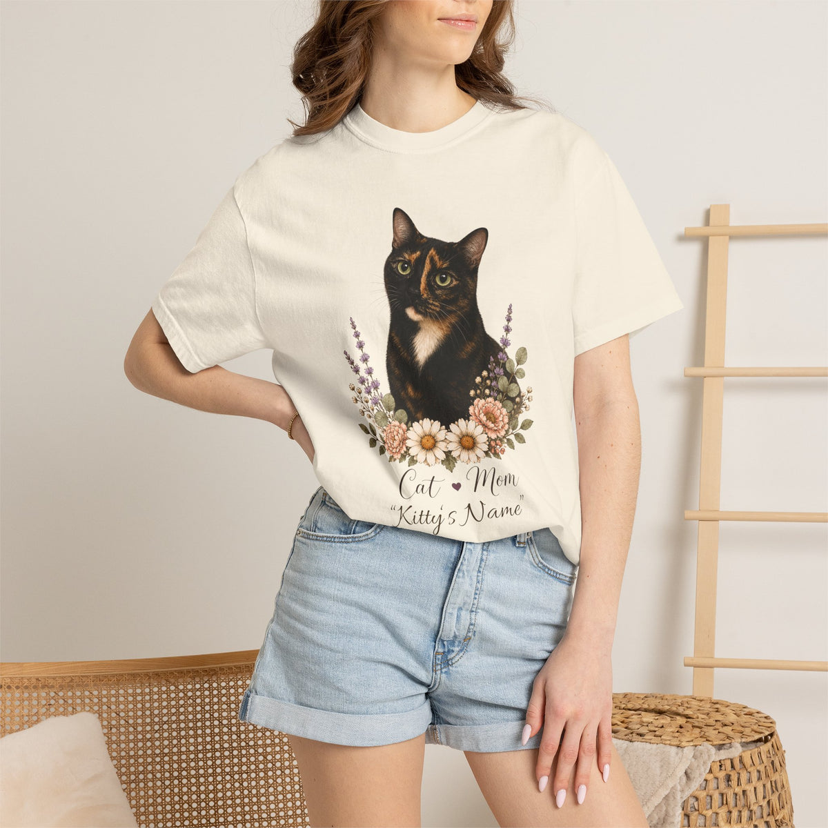 Personalized Tortoiseshell Cat Comfort Colors® T-Shirt