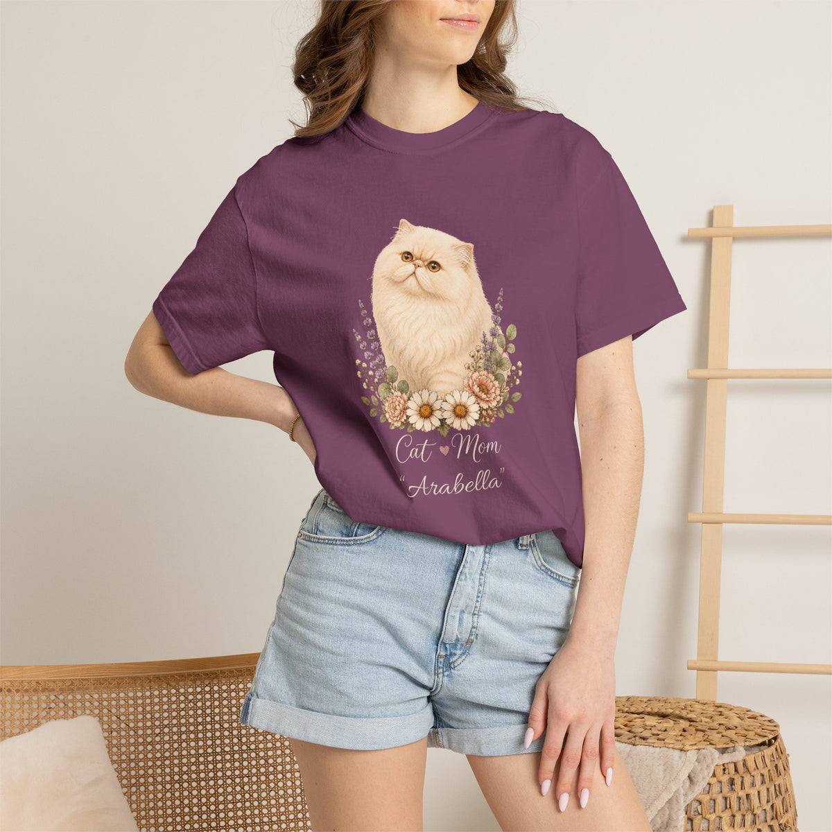 Personalized Cream Persian Cat Mom Comfort Colors® T-Shirt
