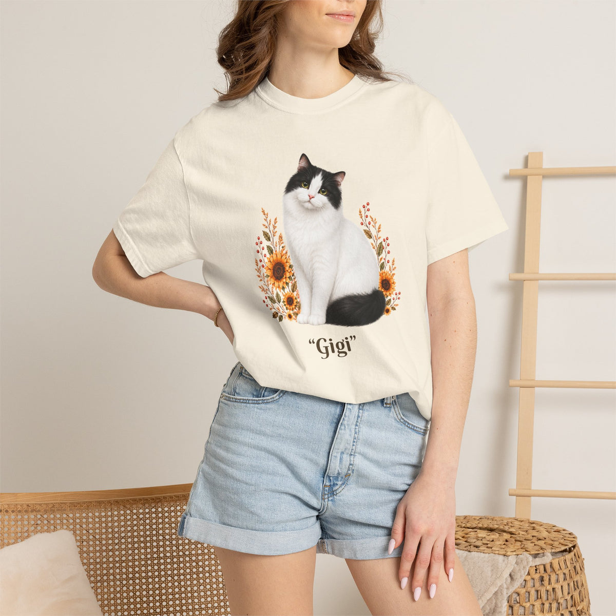 Personalized Turkish Van Cat Sunflower Comfort Colors® T-Shirt