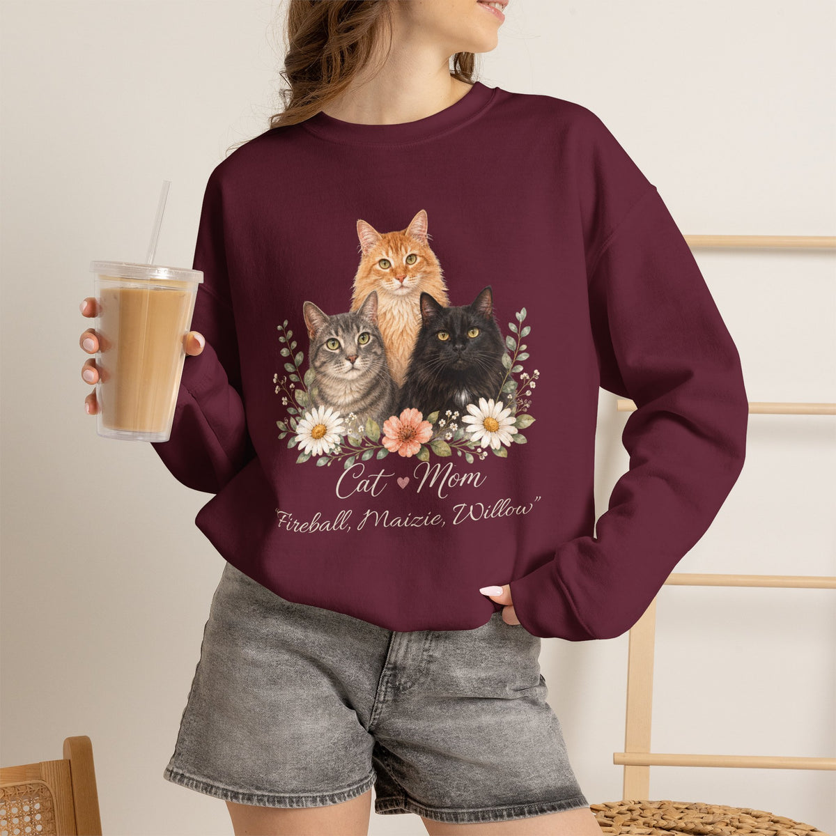 Personalized Multi-Cat Mom Gildan® Sweatshirt