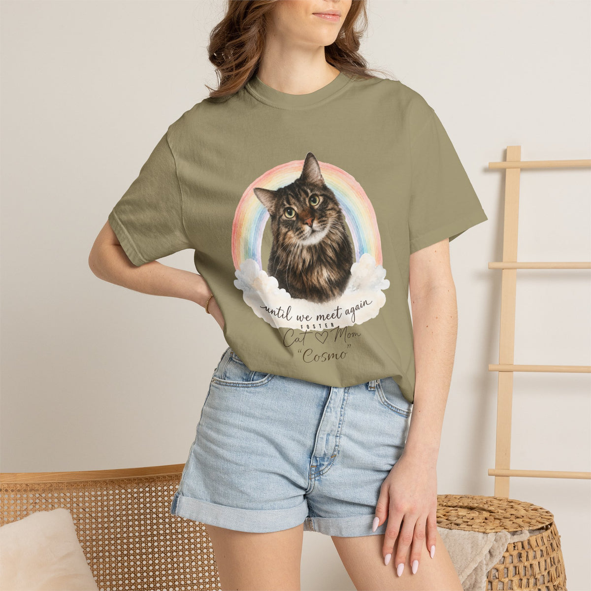 Personalized Rainbow Memorial Foster Cat Mom Comfort Colors® T-Shirt