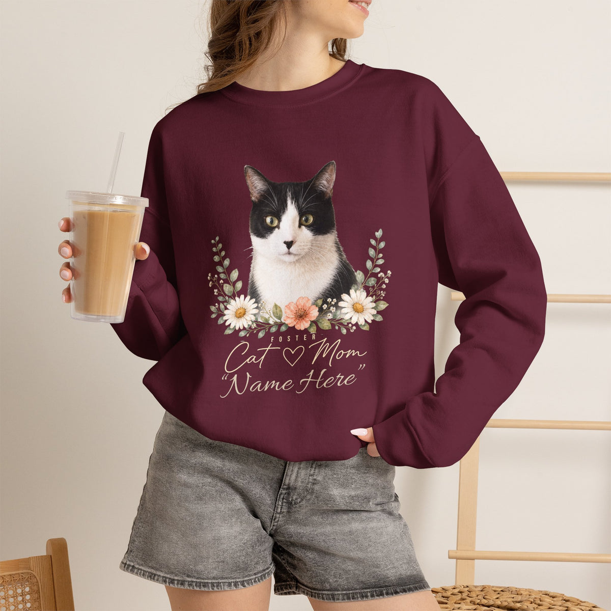 Personalized Foster Cat Mom Gildan® Sweatshirt