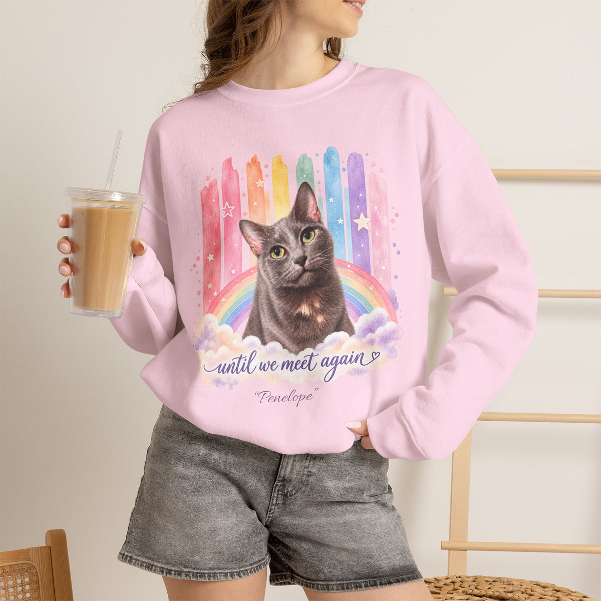 Personalized Rainbow Memorial Cat Gildan® Sweatshirt