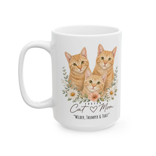 Foster Cat Mom Floral Ceramic Mug