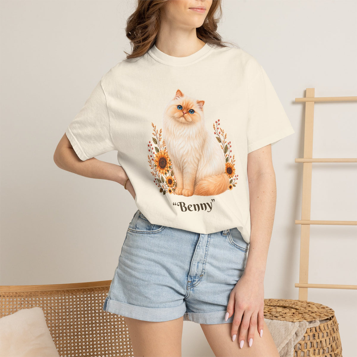 Personalized Flame Point Himalayan Cat Sunflower Comfort Colors® T-Shirt