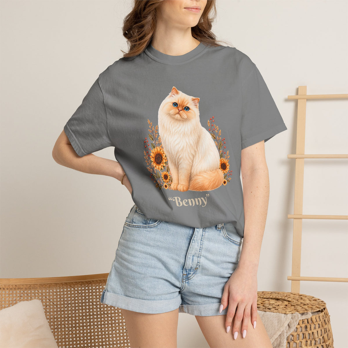Personalized Flame Point Himalayan Cat Sunflower Comfort Colors® T-Shirt