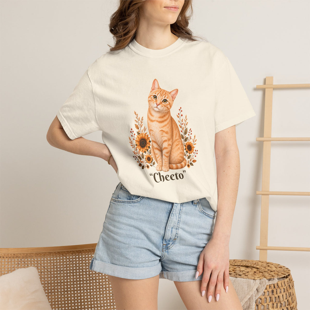 Personalized Orange Cat Sunflower Comfort Colors® T-Shirt