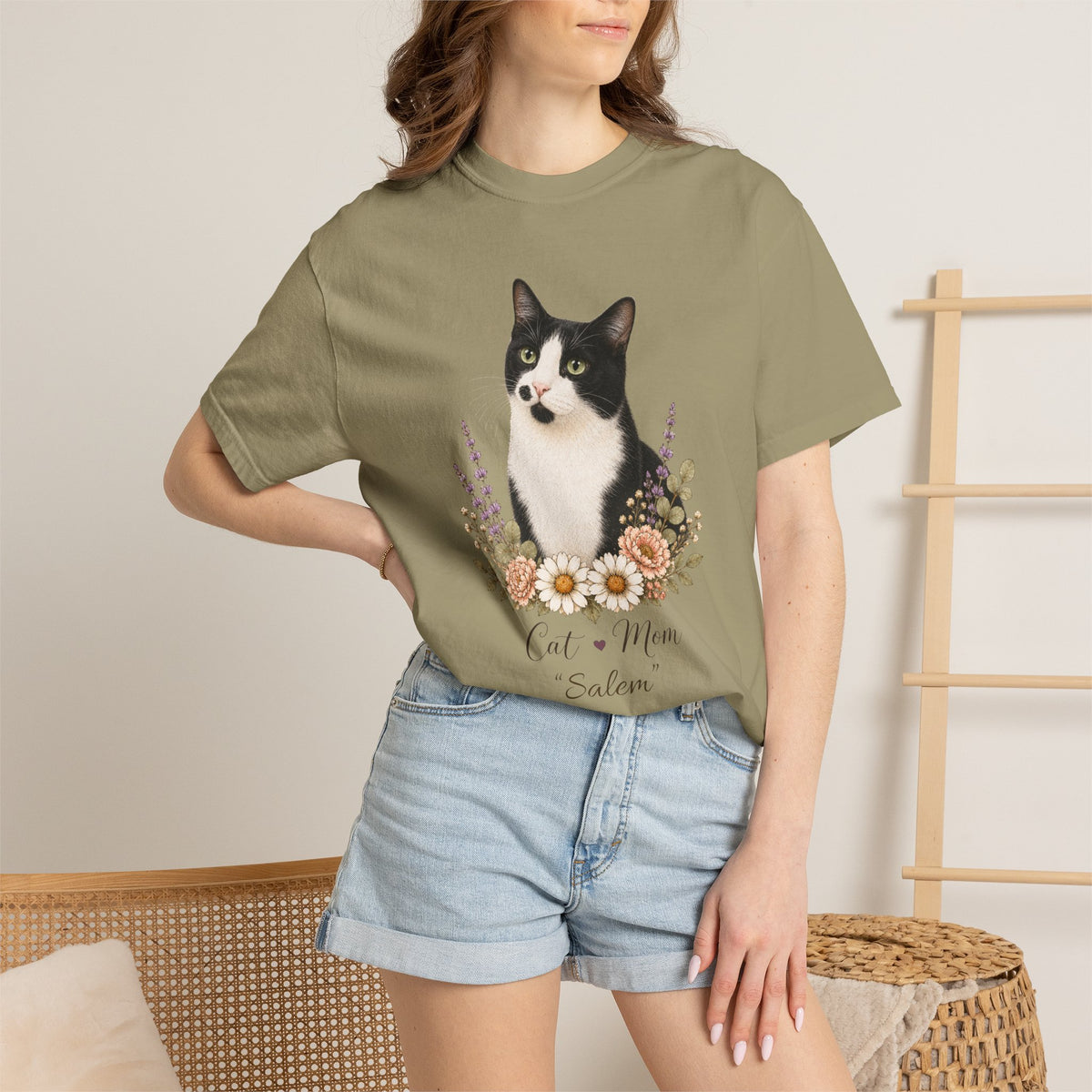 Personalized Black/White Cat Comfort Colors® T-Shirt