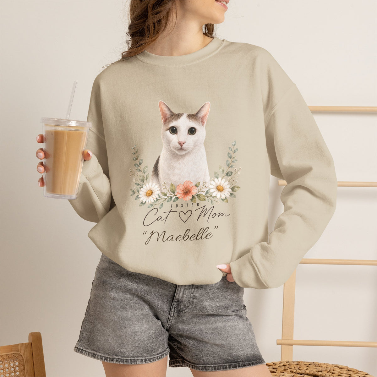 Personalized Foster Cat Mom Gildan® Sweatshirt