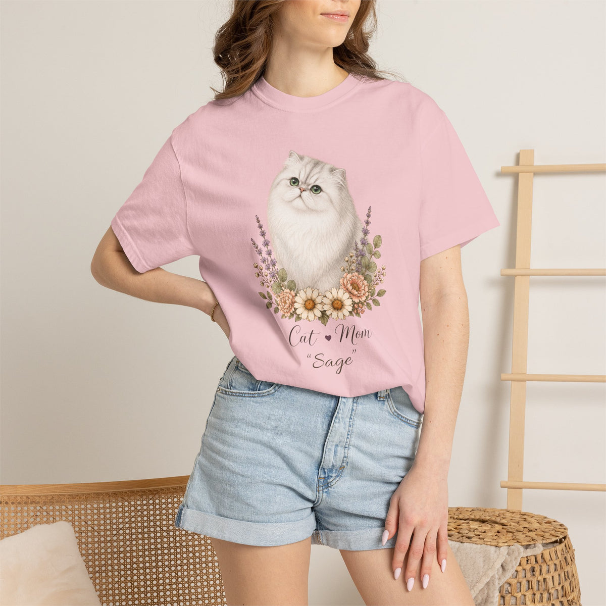 Personalized Silver Persian Cat Mom Comfort Colors® T-Shirt