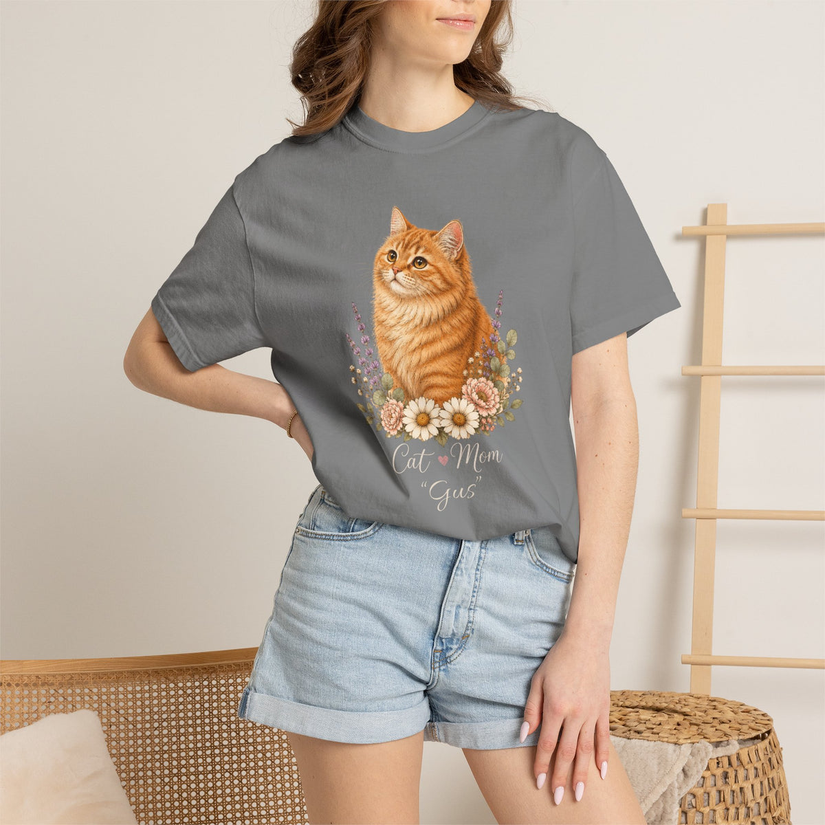 Personalized Orange Cat Mom Comfort Colors® T-Shirt