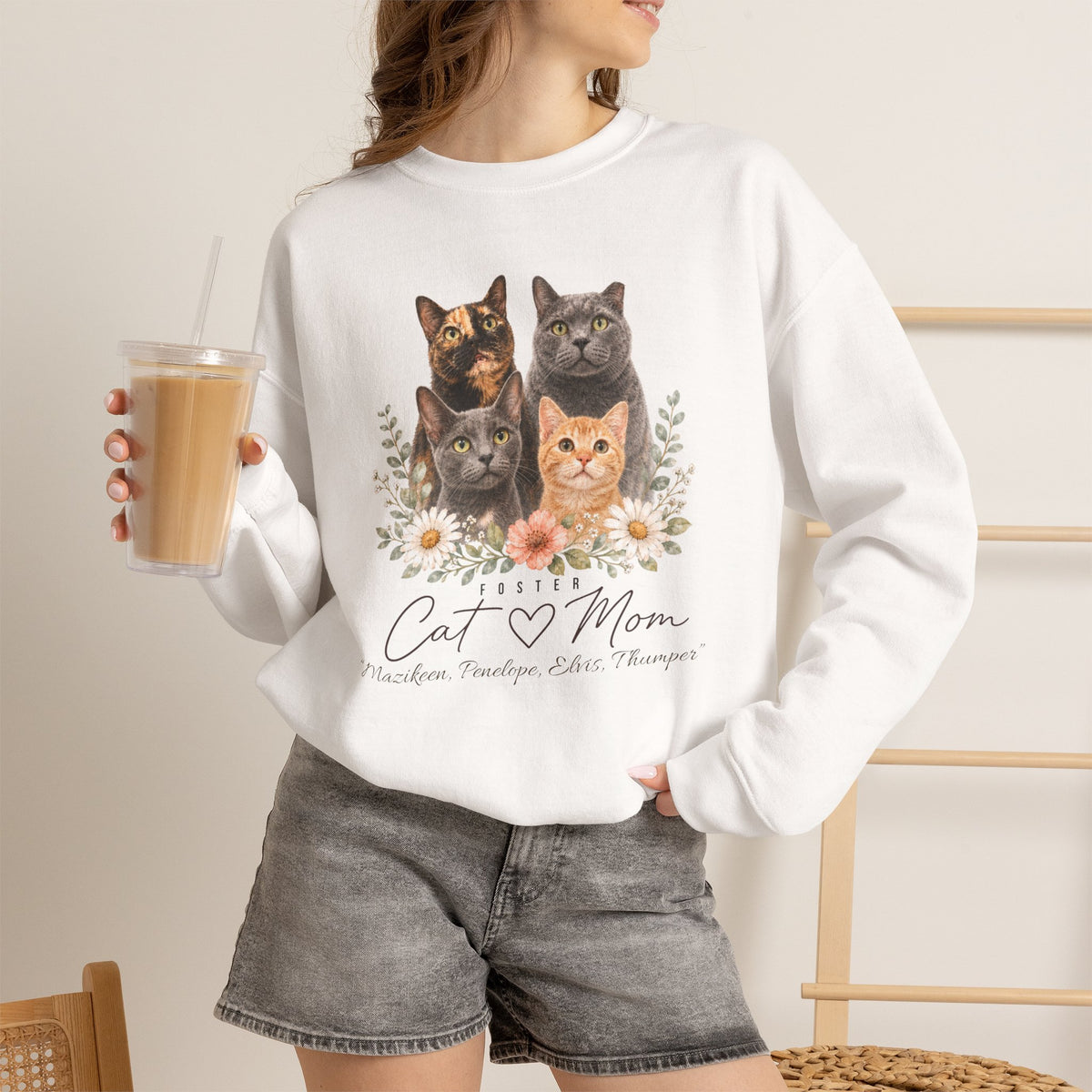 Personalized Foster Cat Mom Gildan® Sweatshirt