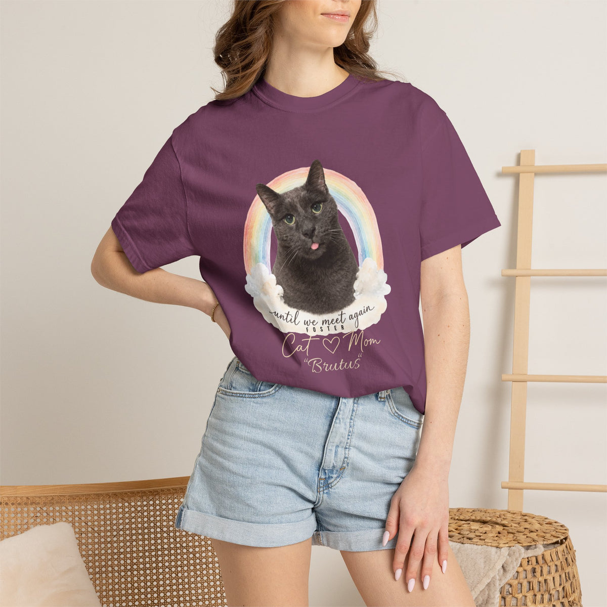 Personalized Rainbow Memorial Foster Cat Mom Comfort Colors® T-Shirt