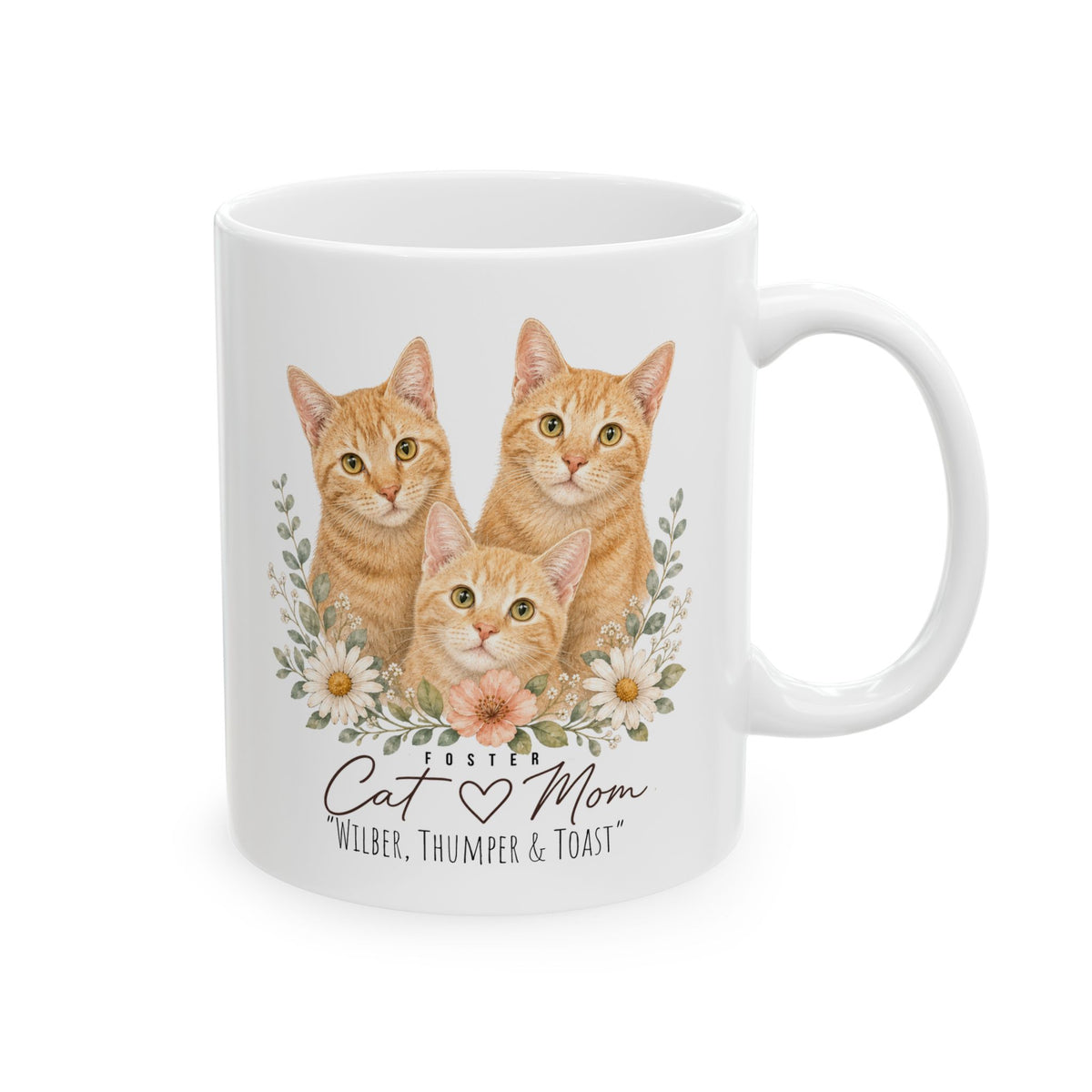 Foster Cat Mom Floral Ceramic Mug