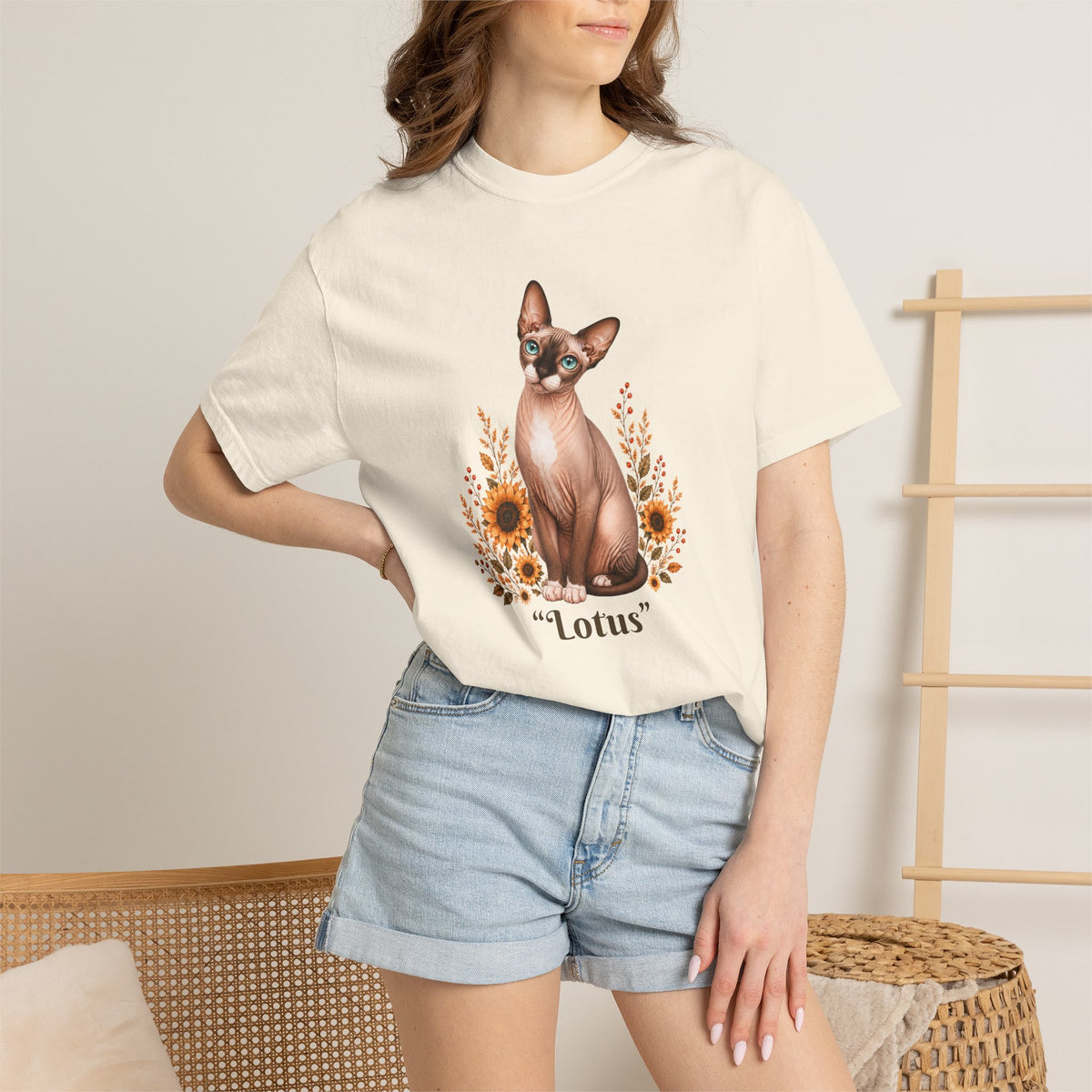 Personalized Sphinx Cat Sunflower Comfort Colors® T-Shirt