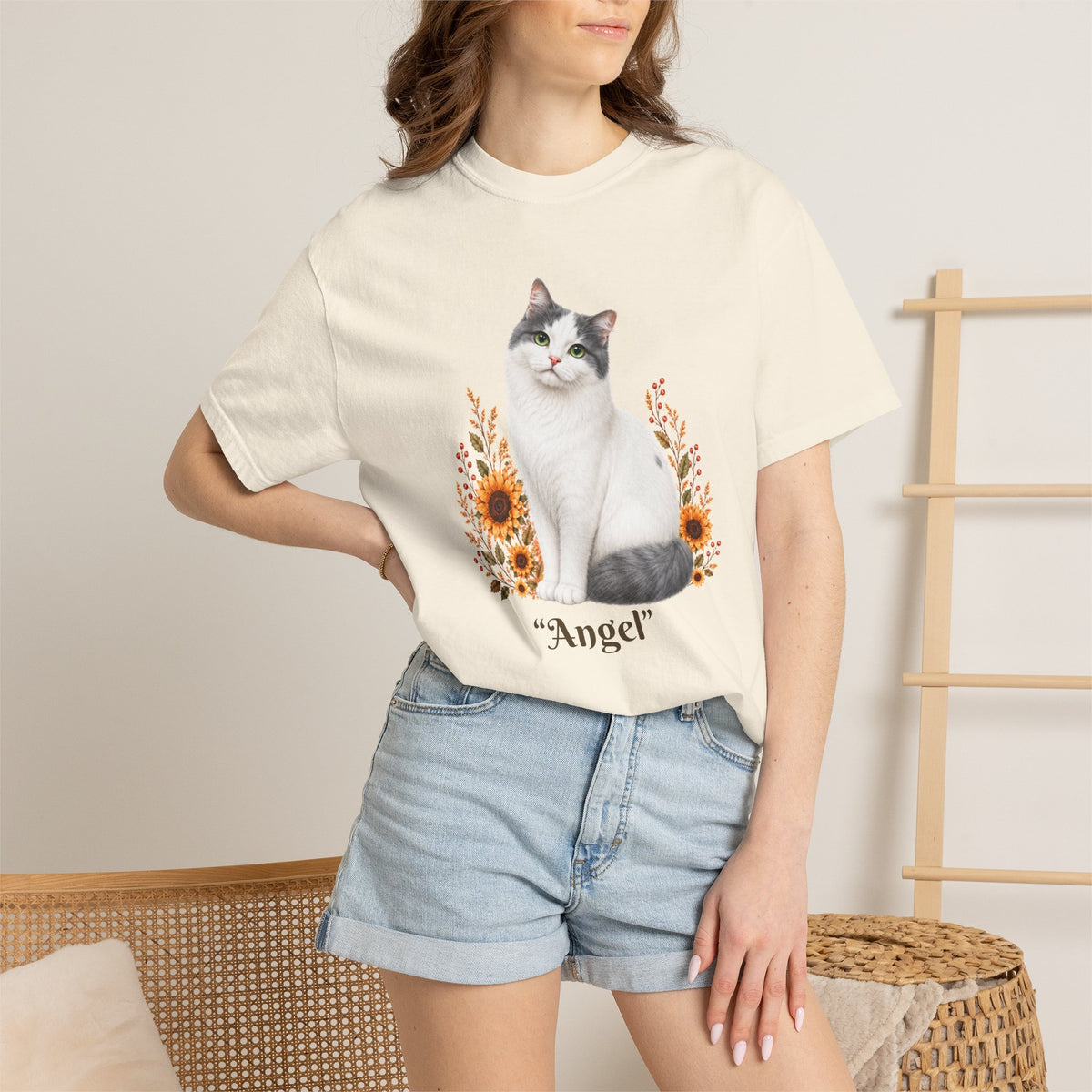 Personalized Turkish Van Sunflower Comfort Colors® T-Shirt