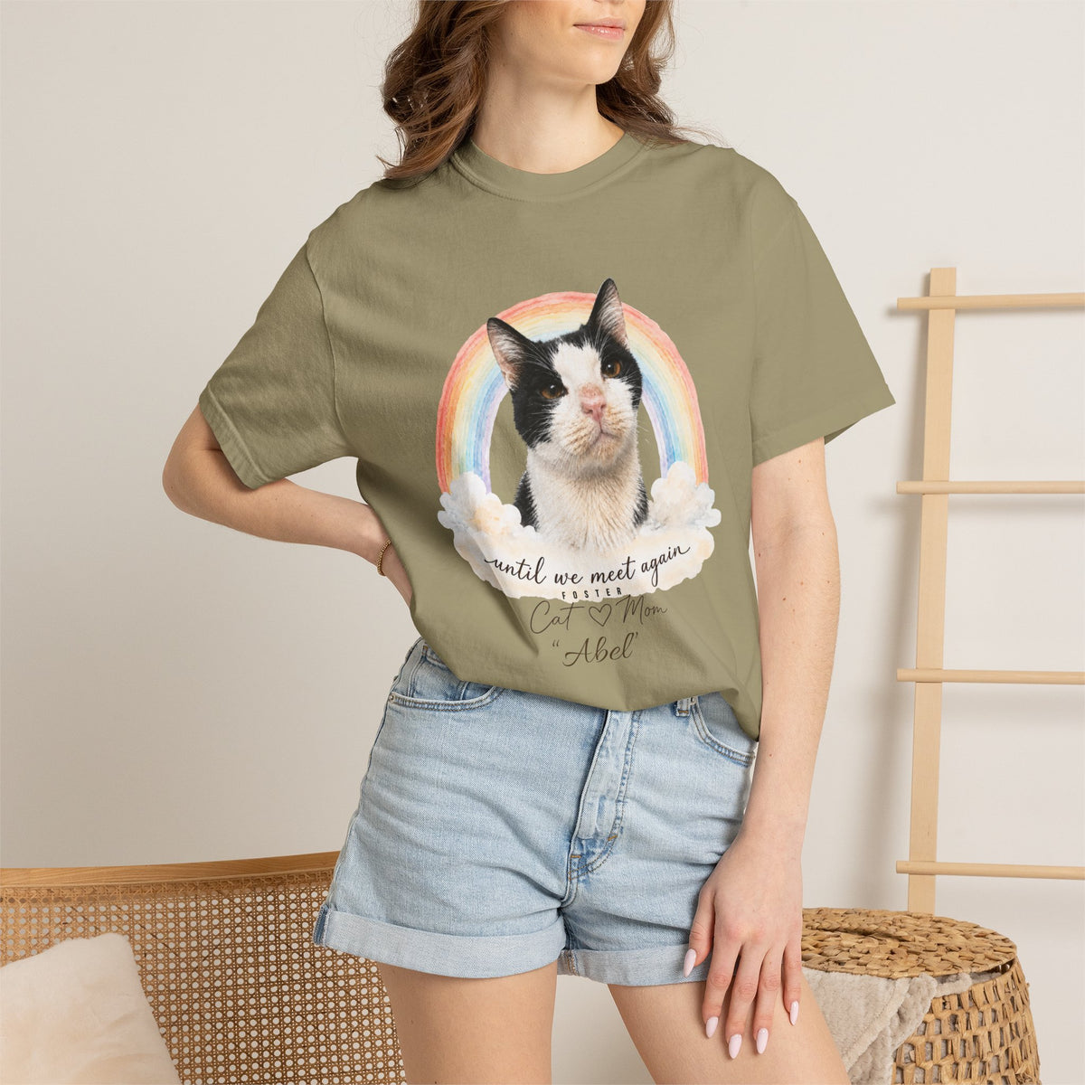 Personalized Rainbow Memorial Foster Cat Mom Comfort Colors® T-Shirt