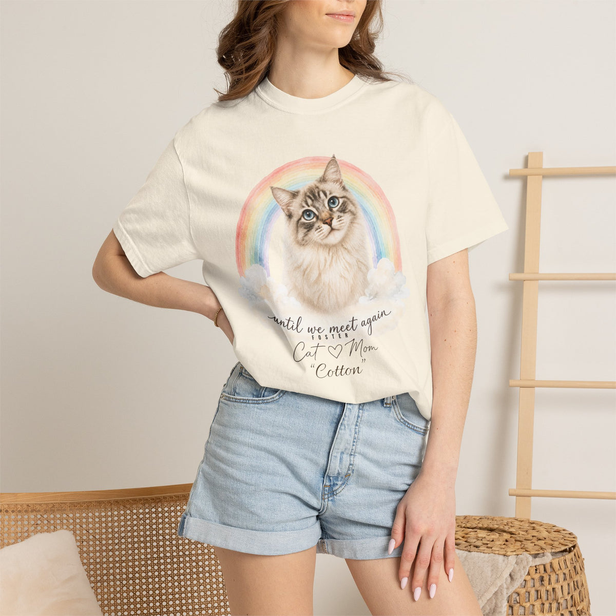 Personalized Rainbow Memorial Foster Cat Mom Comfort Colors® T-Shirt