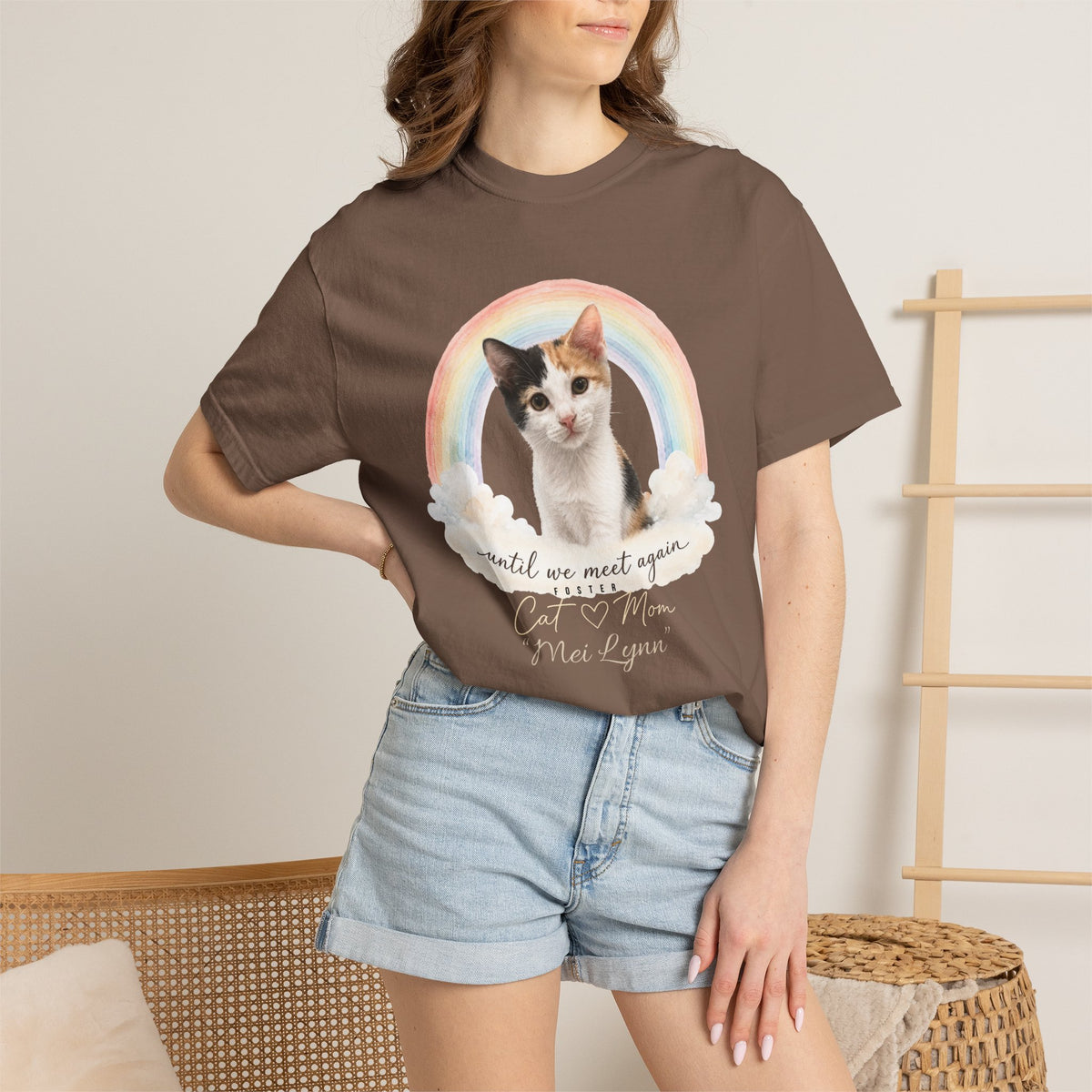 Personalized Rainbow Memorial Foster Cat Mom Comfort Colors® T-Shirt