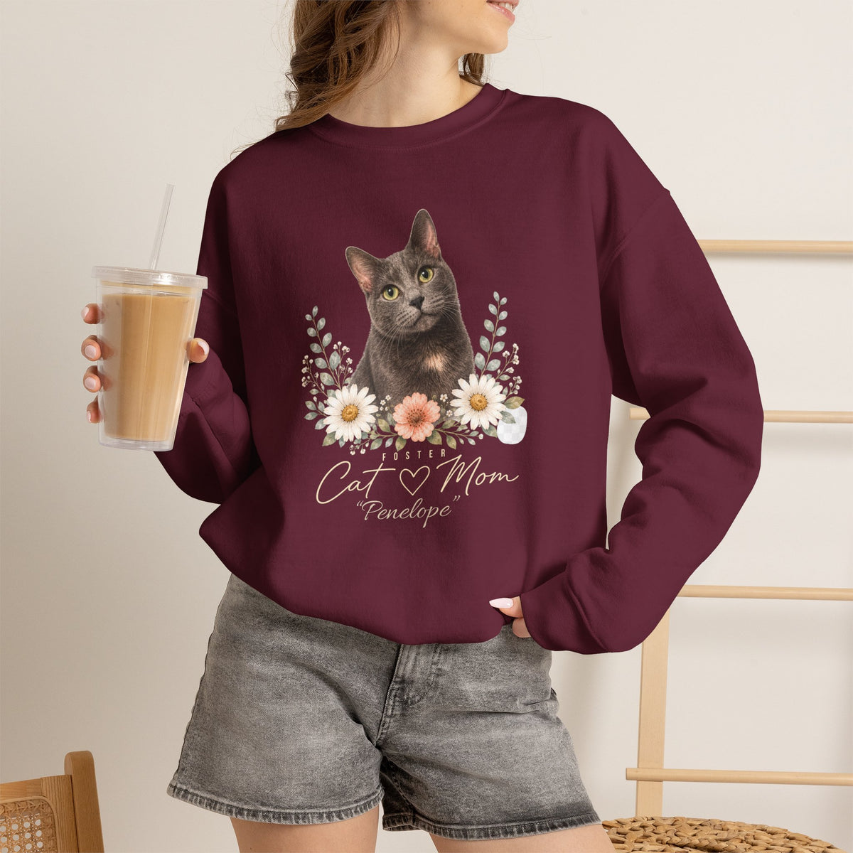 Personalized Foster Cat Mom Gildan® Sweatshirt