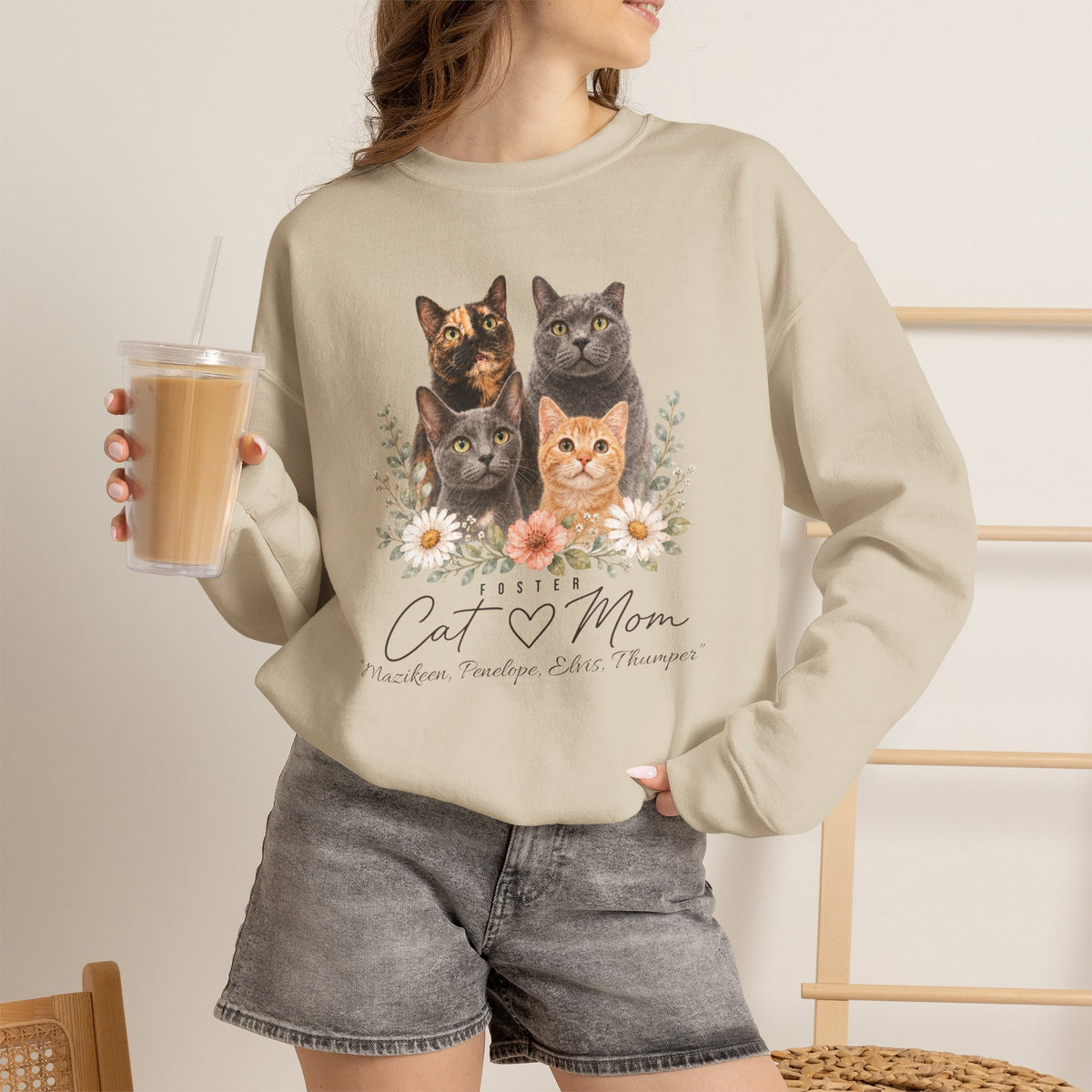 Personalized Foster Cat Mom Gildan® Sweatshirt