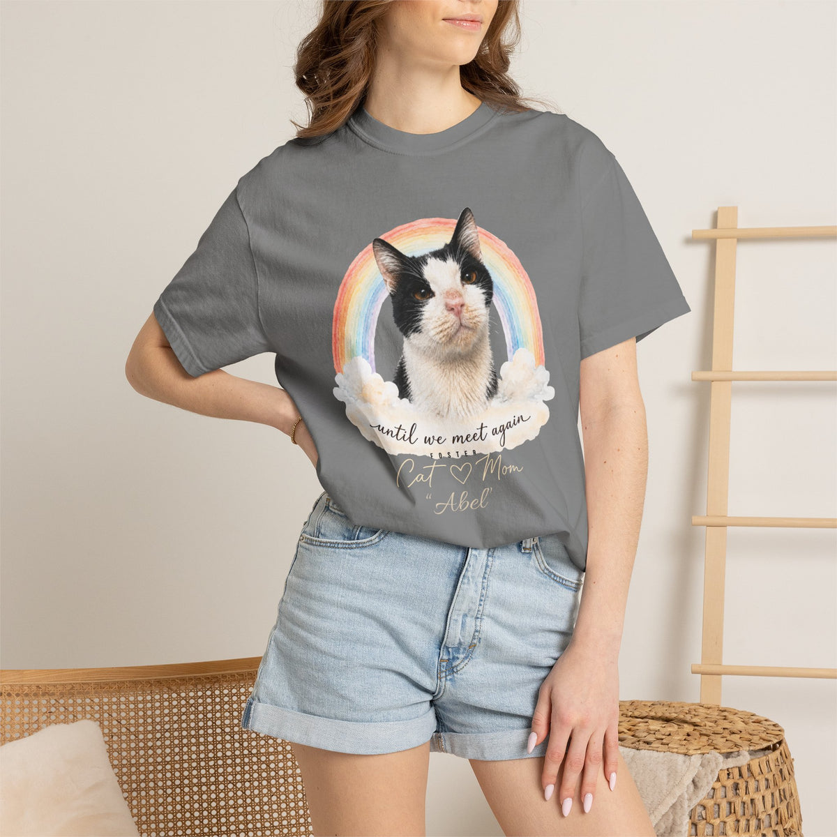 Personalized Rainbow Memorial Foster Cat Mom Comfort Colors® T-Shirt