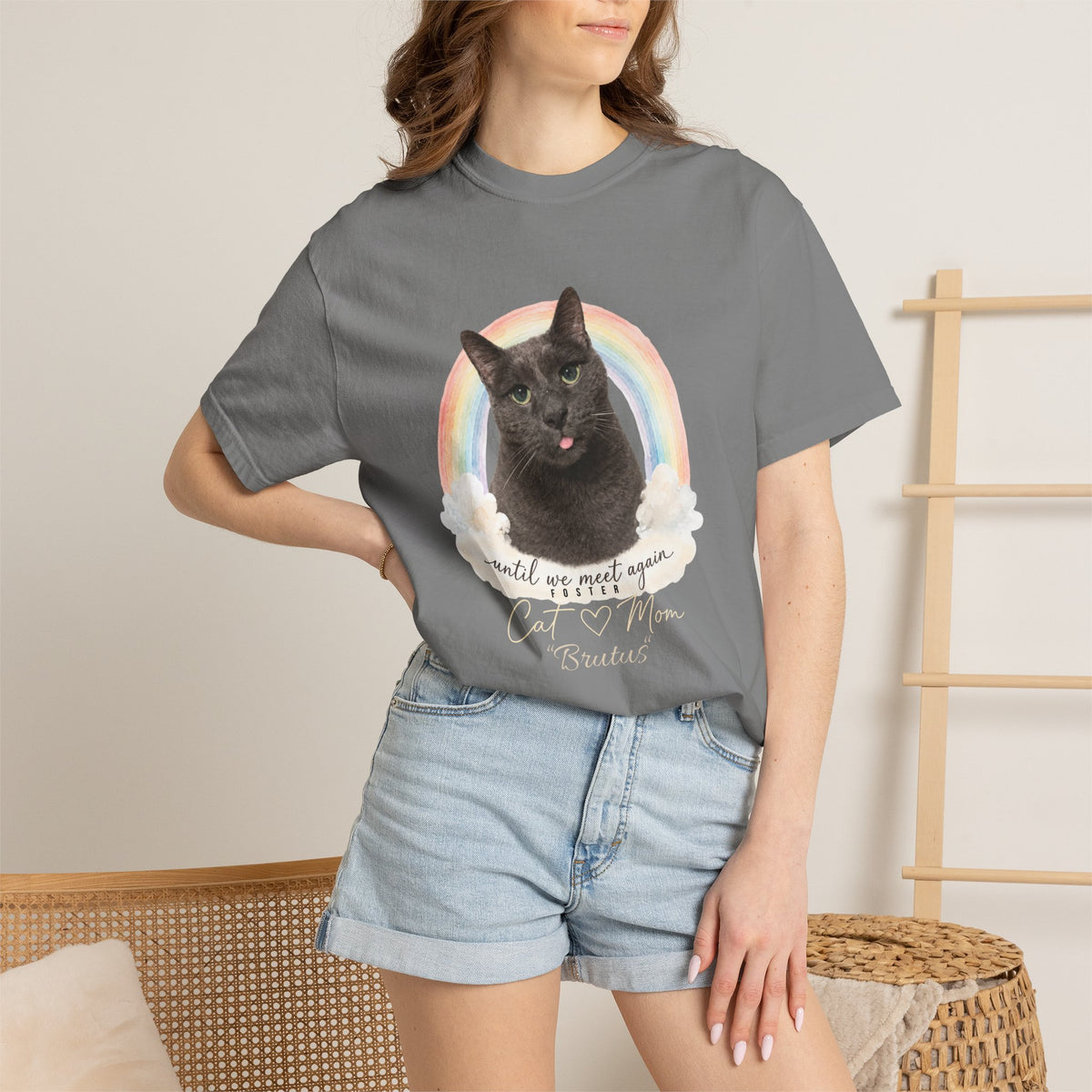Personalized Rainbow Memorial Foster Cat Mom Comfort Colors® T-Shirt