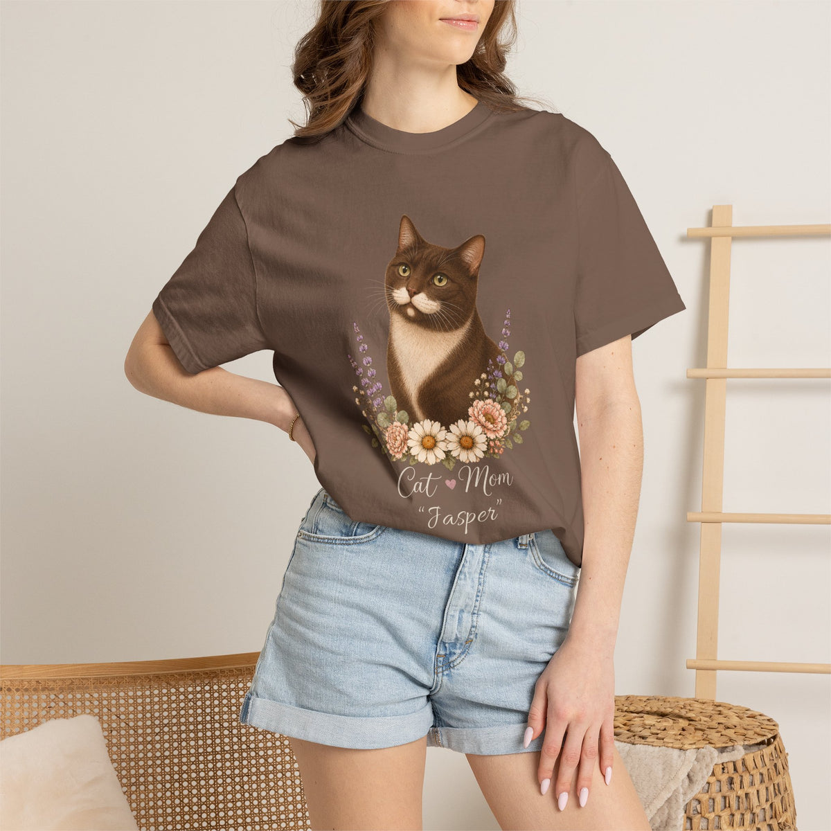 Personalized Gray Tuxedo Cat Mom Comfort Colors® T-Shirt