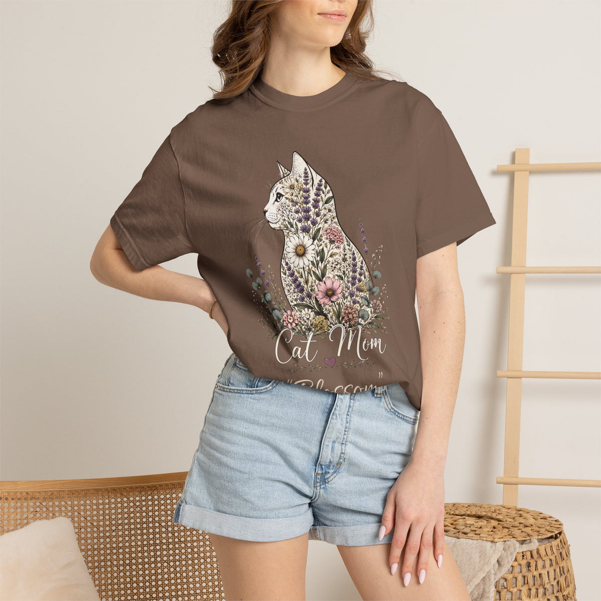 Personalized Floral Cat Mom Comfort Colors® T-Shirt