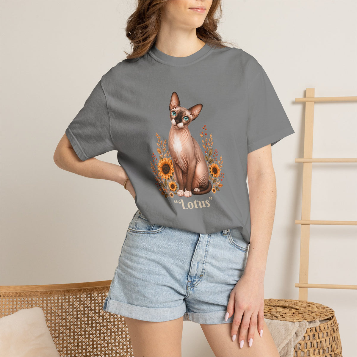 Personalized Sphinx Cat Sunflower Comfort Colors® T-Shirt