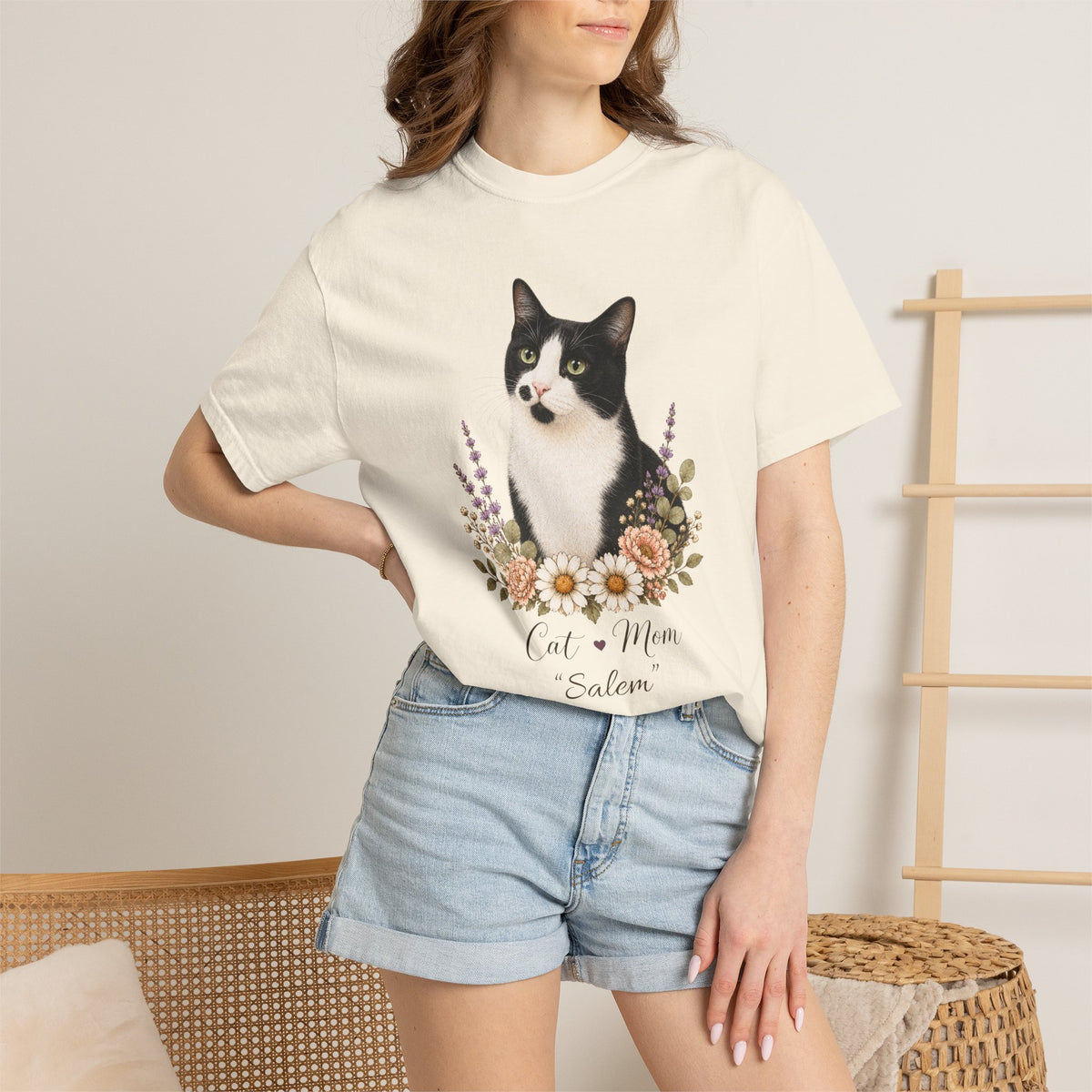 Personalized Black/White Cat Comfort Colors® T-Shirt