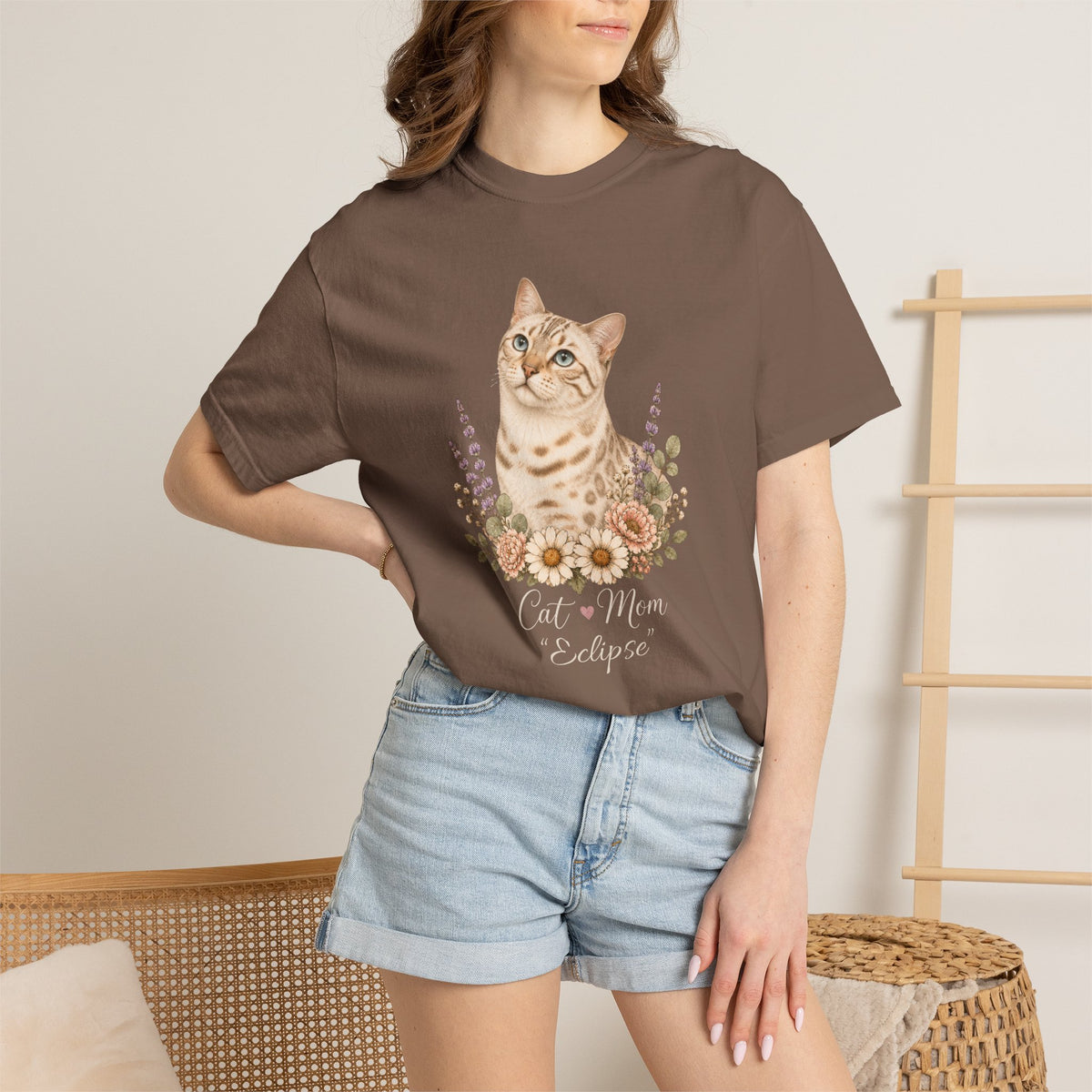 Personalized Snow Bengal Cat Mom Comfort Colors® T-Shirt