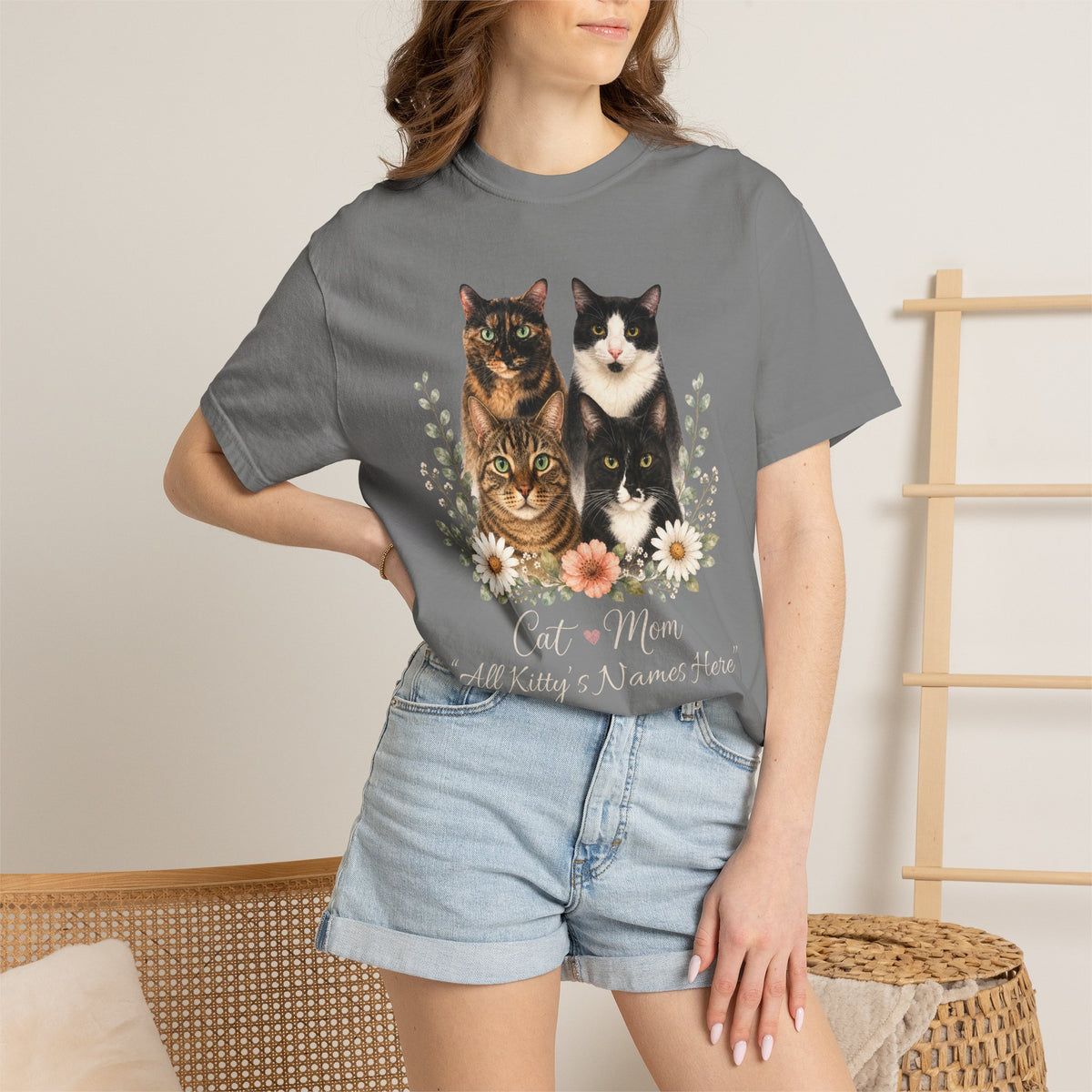 Personalized Multi-Cat Mom Comfort Colors® T-Shirt
