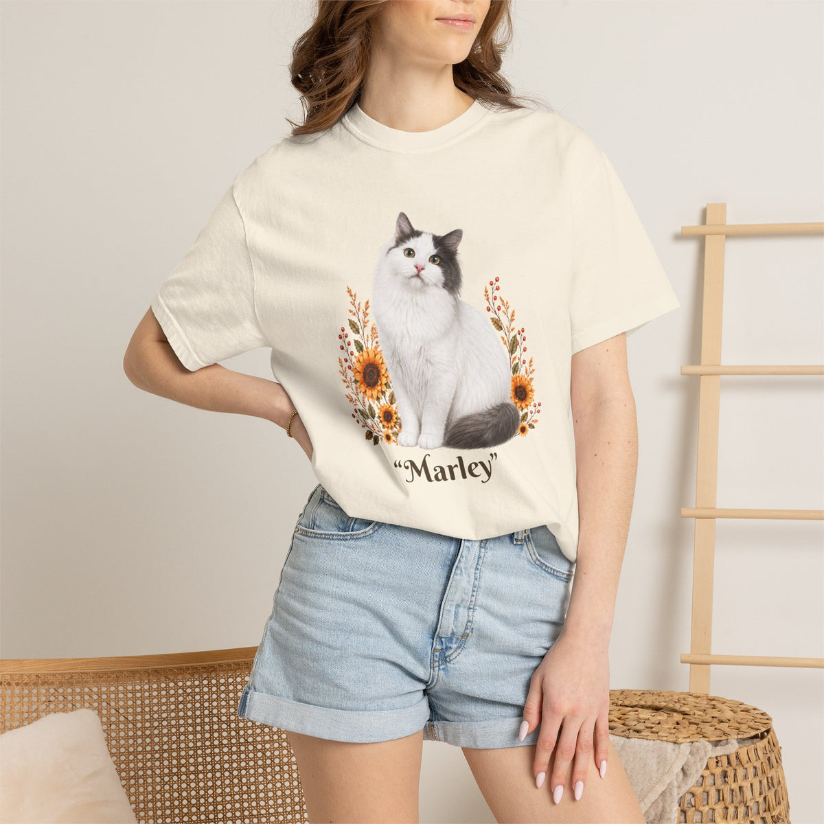 Personalized Turkish Van Cat Sunflower Comfort Colors® T-Shirt