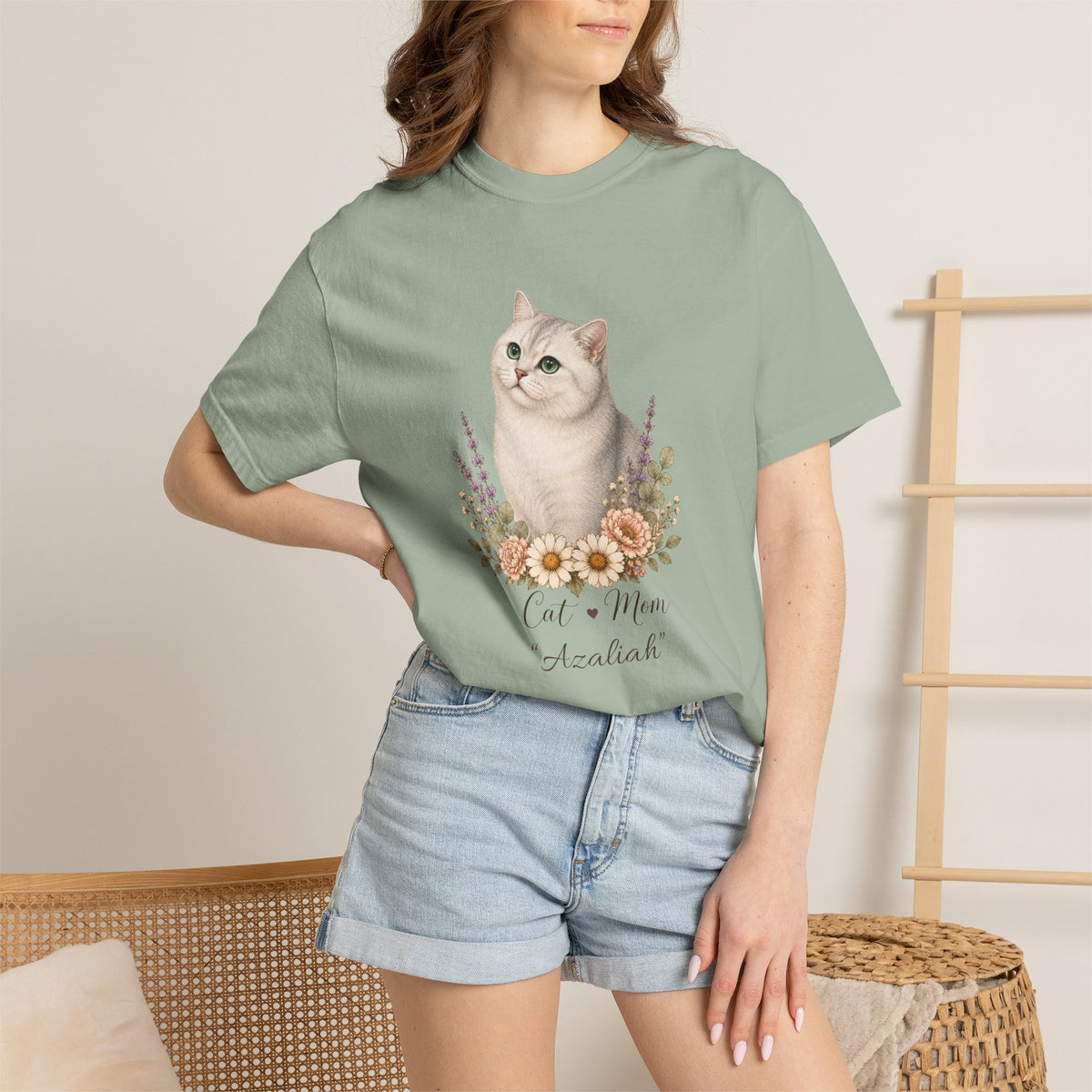Personalized Silver British Shorthair Cat Mom Comfort Colors® T-Shirt