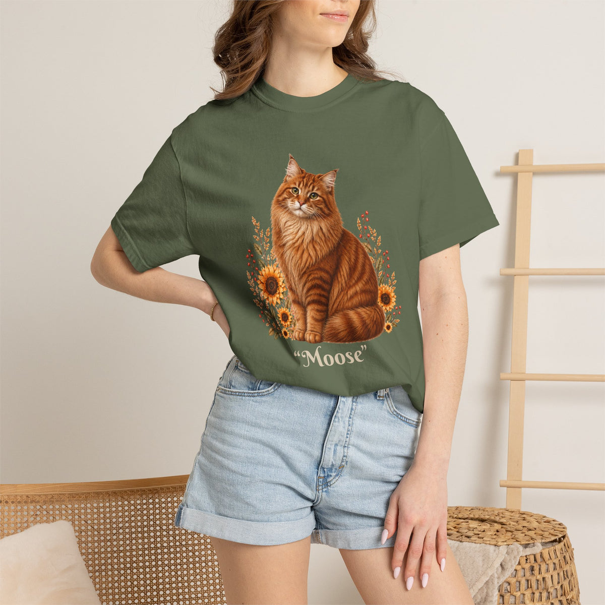 Personalized Norwegian Cat Sunflower Comfort Colors® T-Shirt
