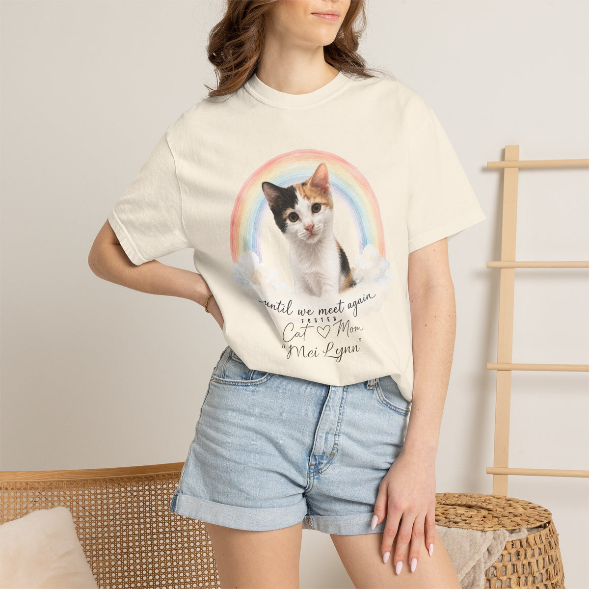 Personalized Rainbow Memorial Foster Cat Mom Comfort Colors® T-Shirt