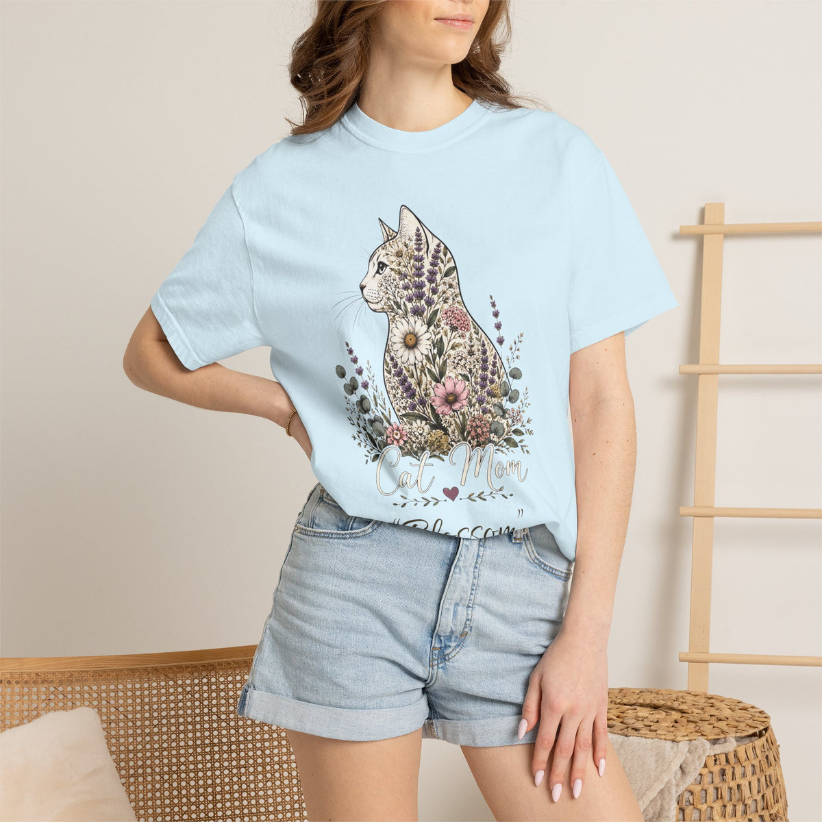 Personalized Floral Cat Mom Comfort Colors® T-Shirt